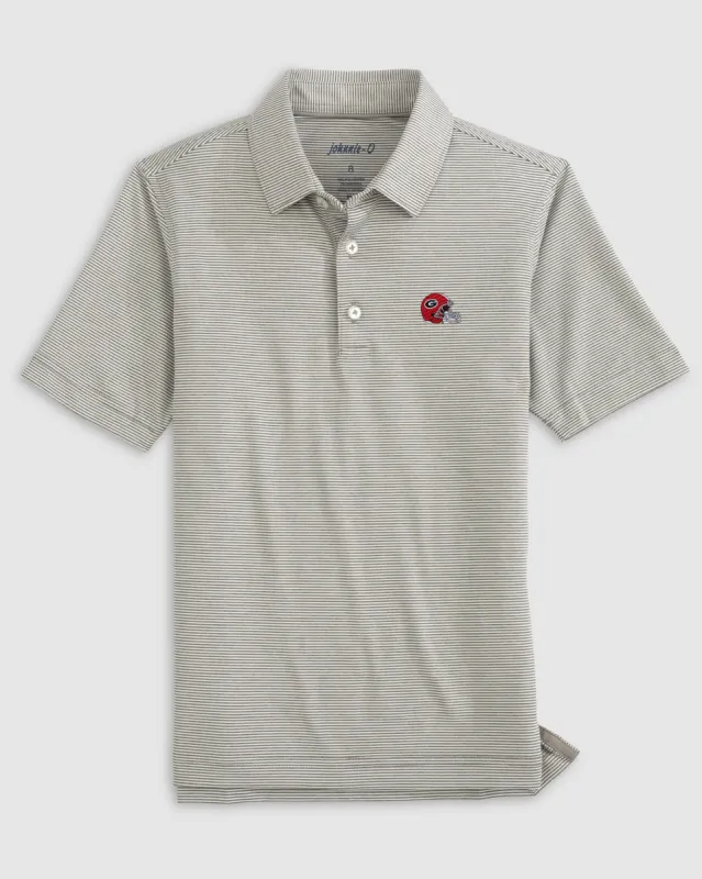 Georgia Lyndonn Jr. Striped Jersey Performance Polo - Helmet Logo sold by Johnnie-O