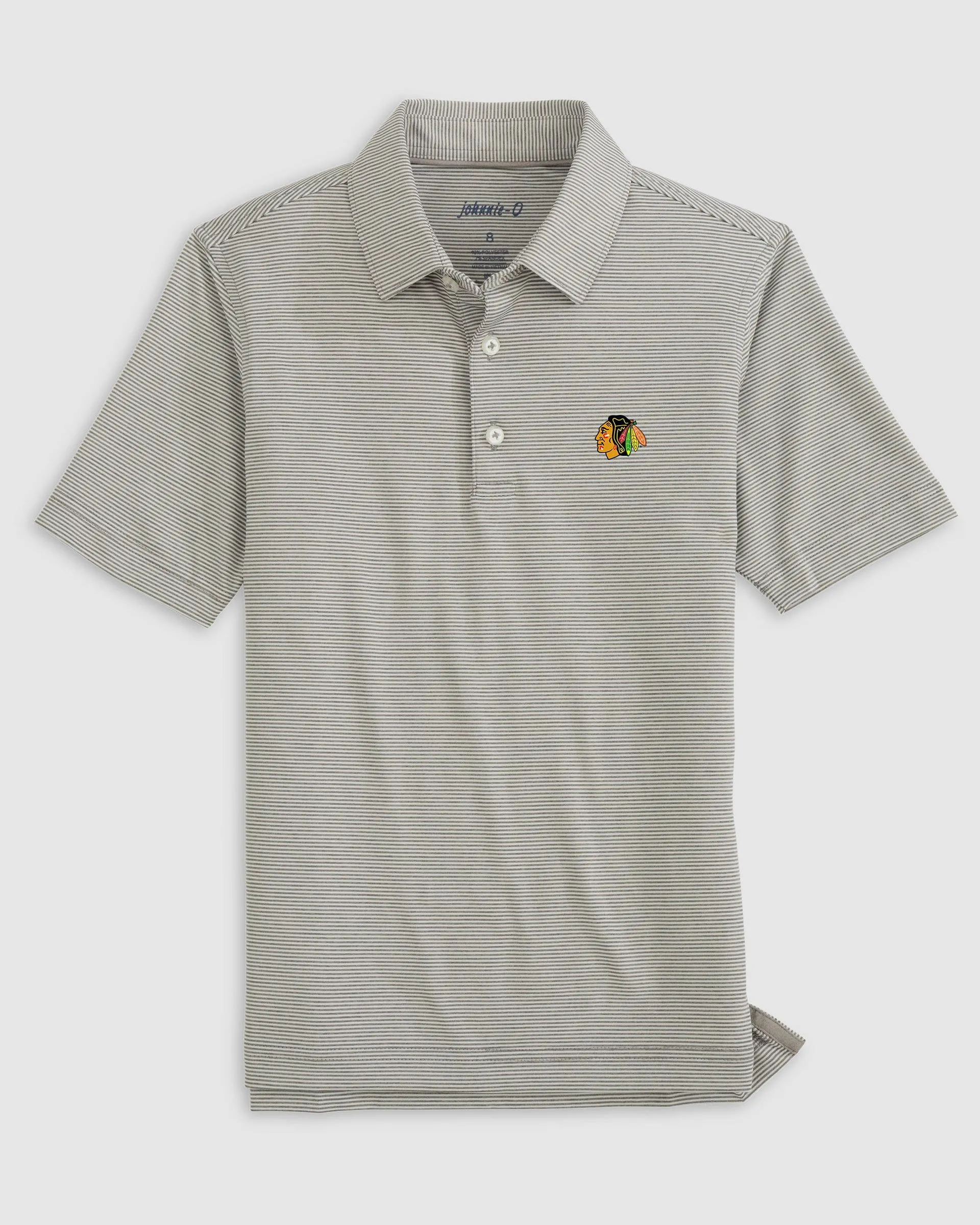 Chicago Blackhawks Lyndonn Jr. Striped Jersey Performance Polo sold by Johnnie-O