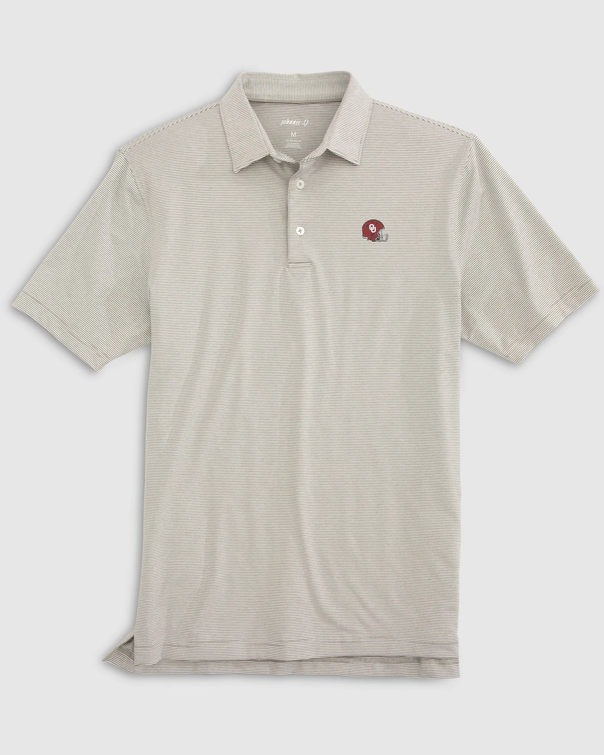Oklahoma Lyndonn Striped Jersey Performance Polo - Helmet Logo sold by Johnnie-O