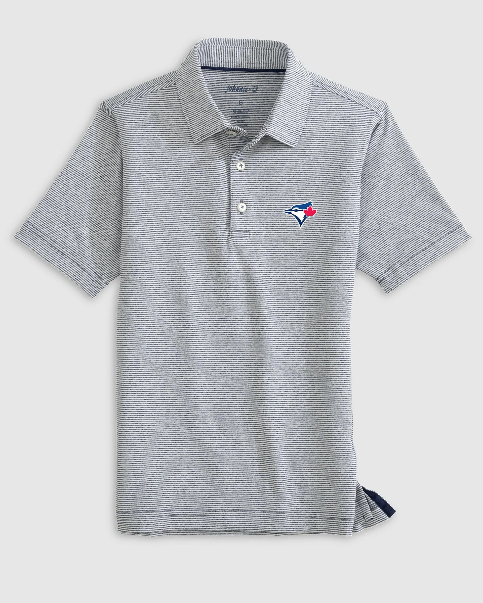 Toronto Blue Jays Lyndonn Jr. Striped Jersey Performance Polo sold by Johnnie-O