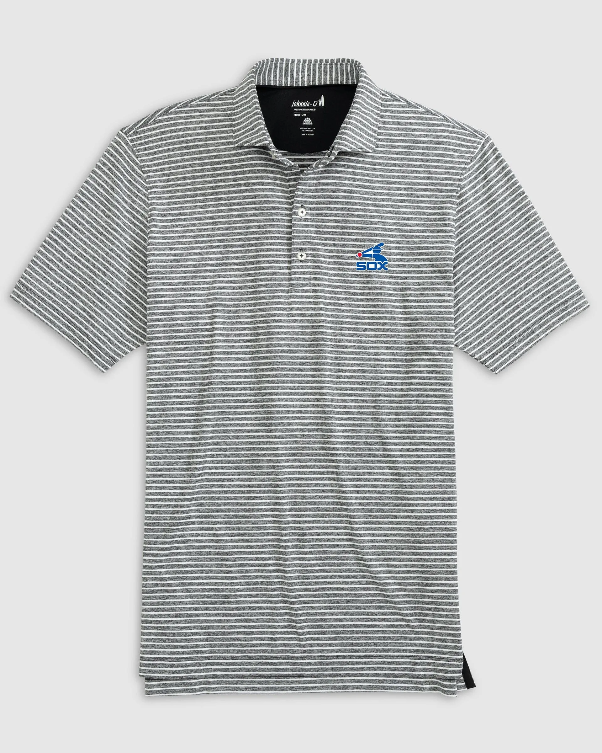 Chicago White Sox Clipperr Striped Jersey Performance Polo - Cooperstown Logo sold by Johnnie-O