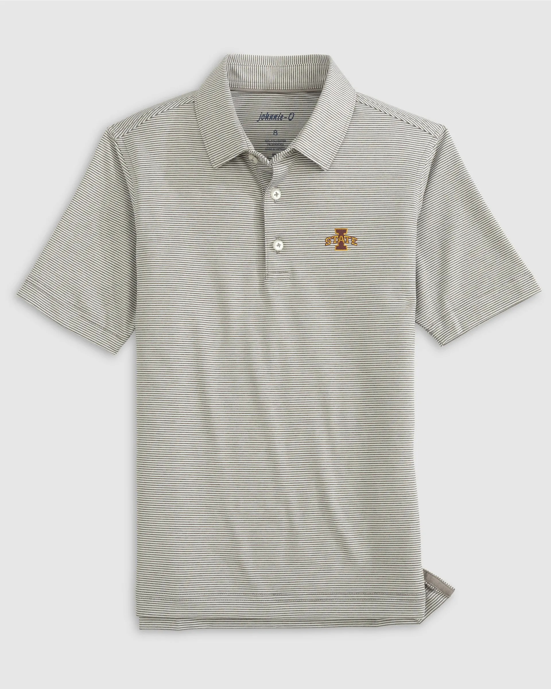 Iowa State Lyndonn Jr. Striped Jersey Performance Polo sold by Johnnie-O