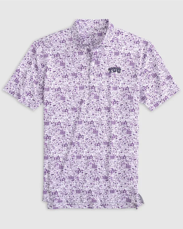 Texas Christian Tailgater Printed Jersey Performance Polo made by Johnnie-O