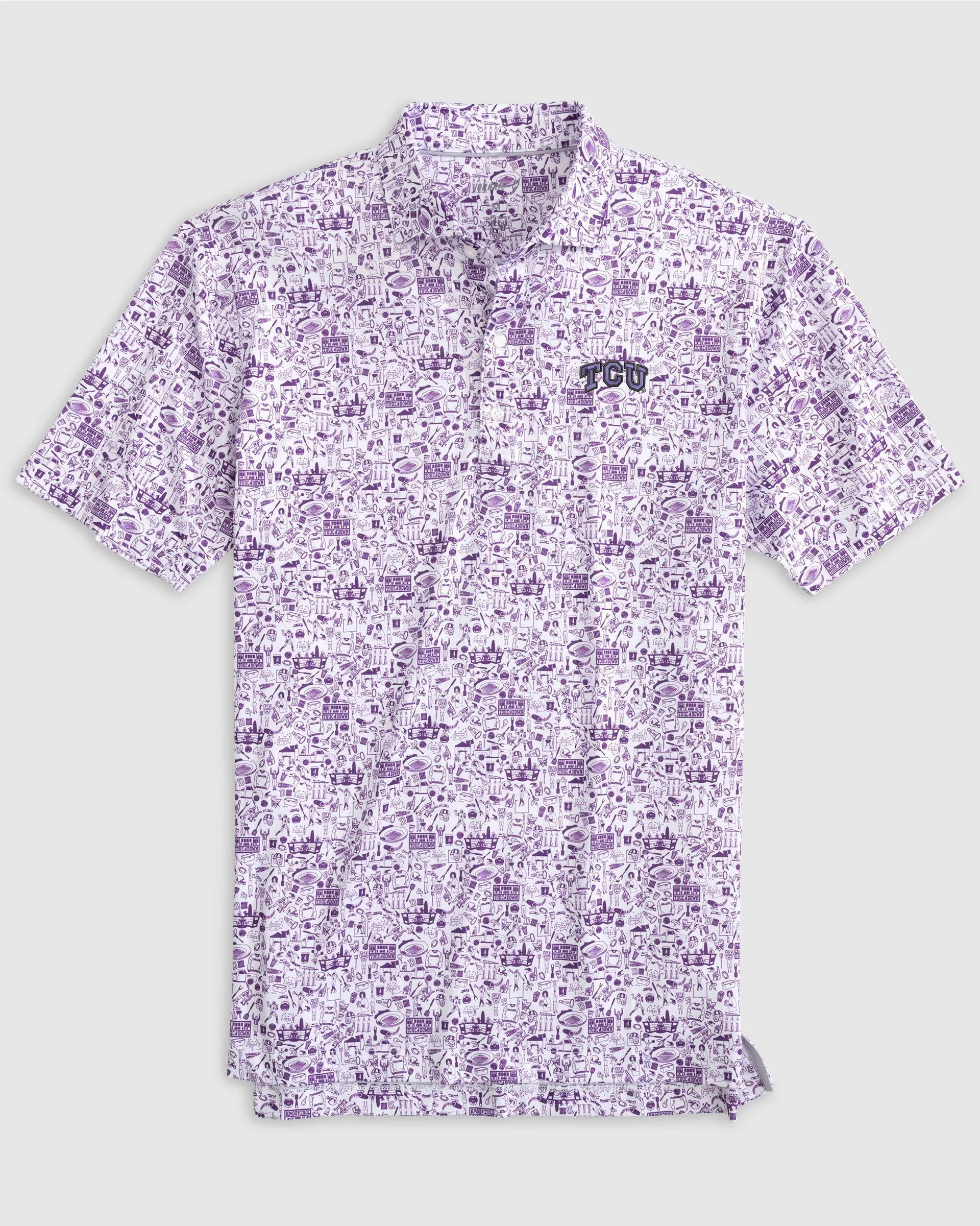 Texas Christian Tailgater Printed Jersey Performance Polo sold by Johnnie-O