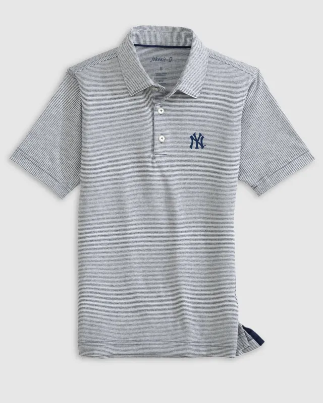 New York Yankees Lyndonn Jr. Striped Jersey Performance Polo sold by Johnnie-O