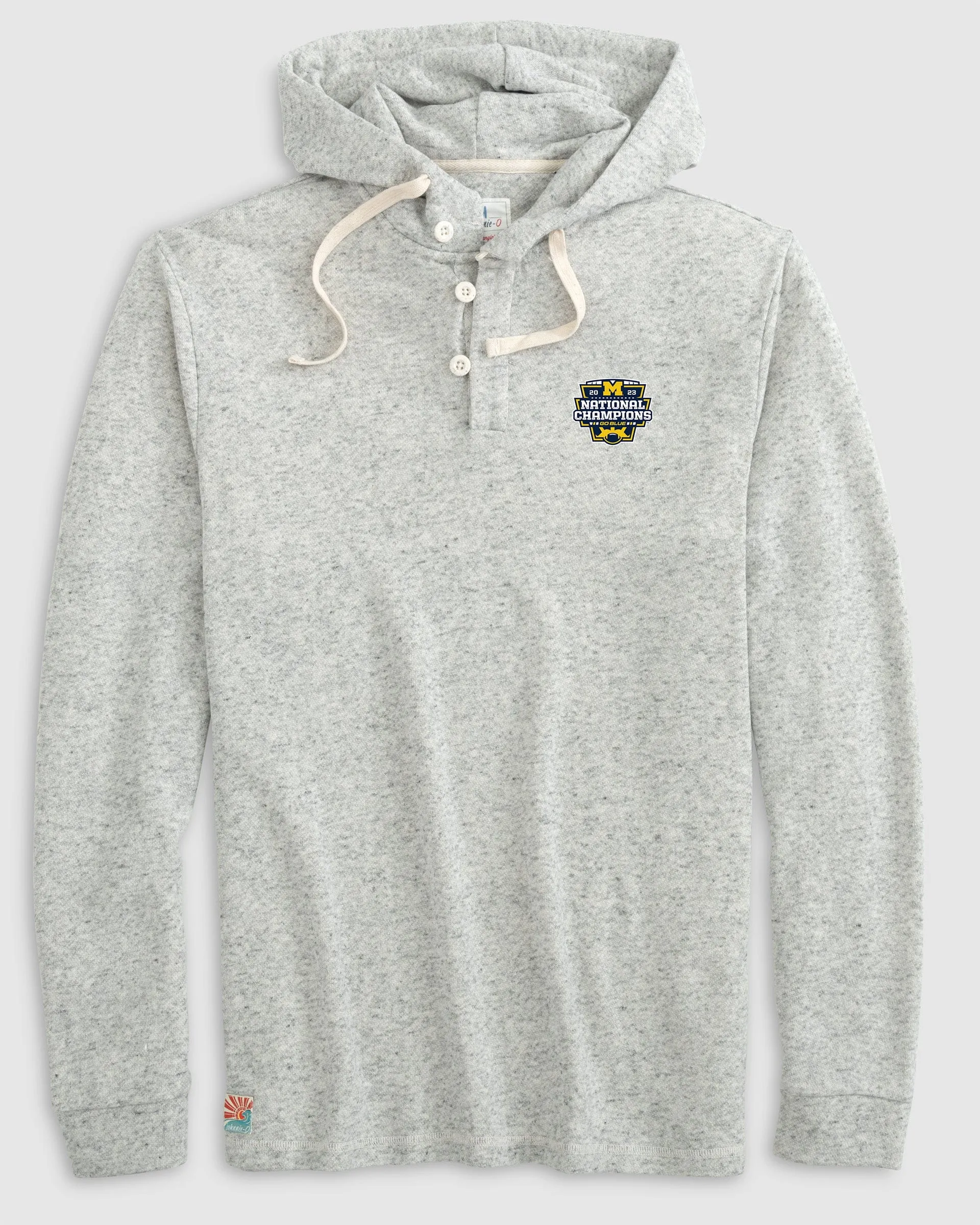Michigan Kampton Henley Hoodie Pullover - 2023 CFP Champions Logo sold by Johnnie-O
