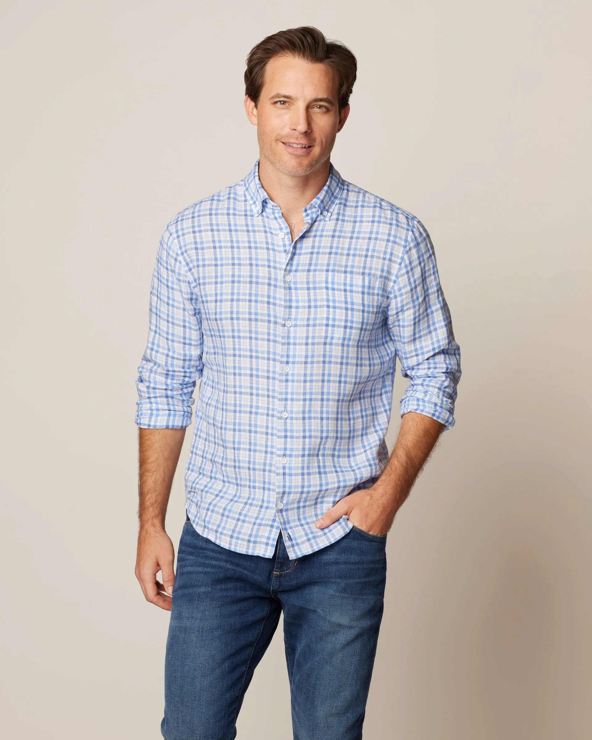 Bronx Linen Button Up Shirt sold by Johnnie-O