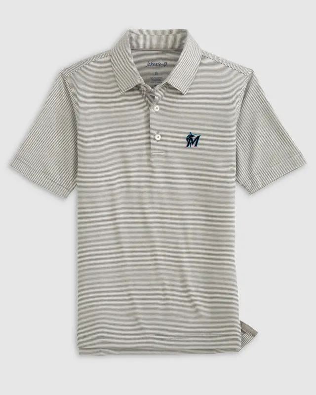 Miami Marlins Lyndonn Jr. Striped Jersey Performance Polo sold by Johnnie-O