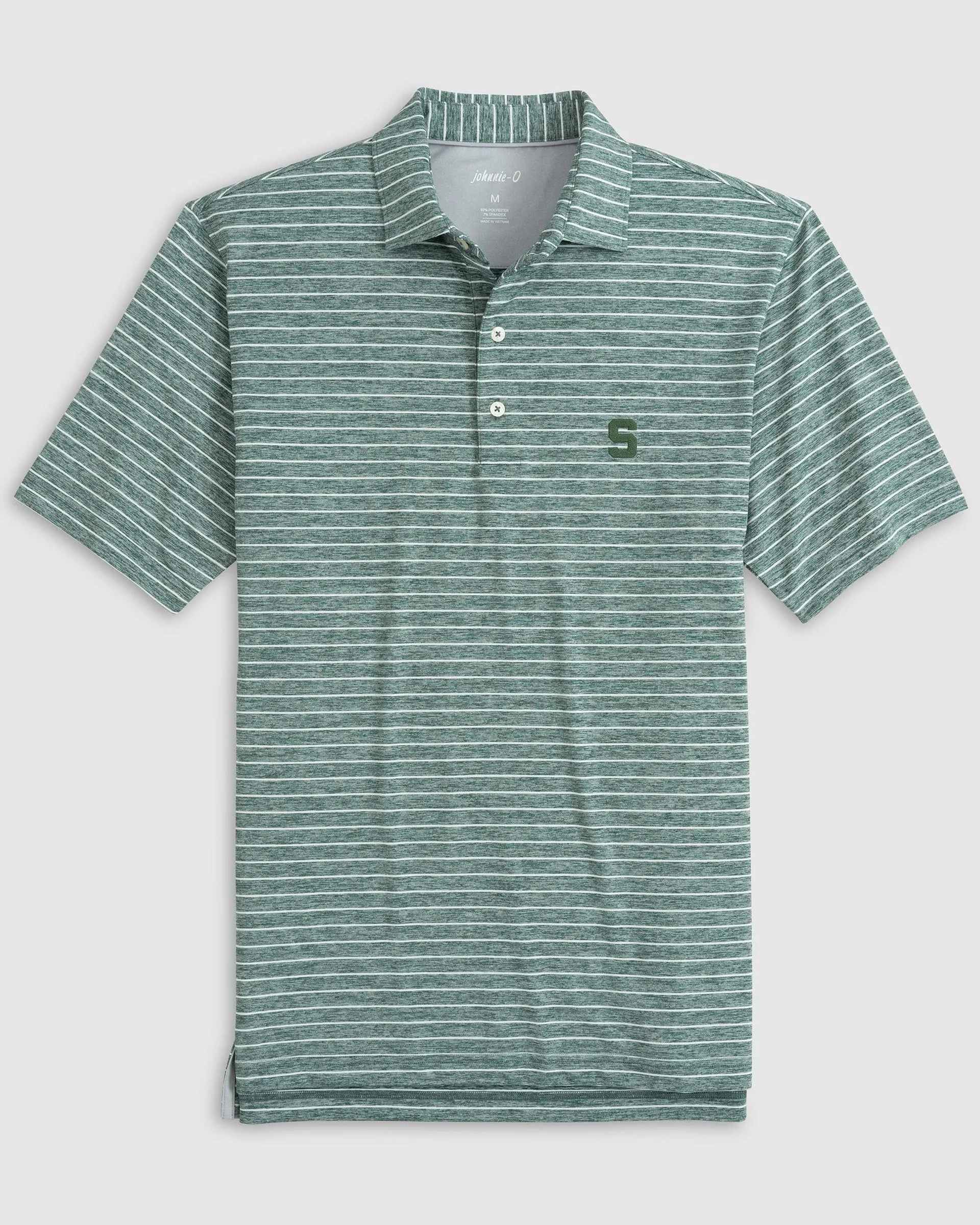 Michigan State Newton Striped Jersey Performance Polo sold by Johnnie-O