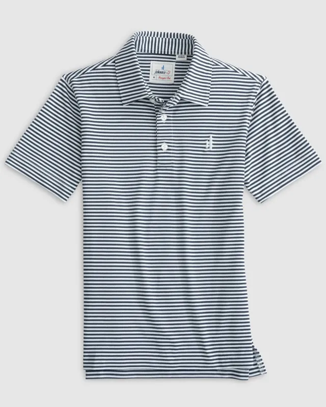Performance Mesh Jr. Polo - Hunter Stripe sold by Johnnie-O