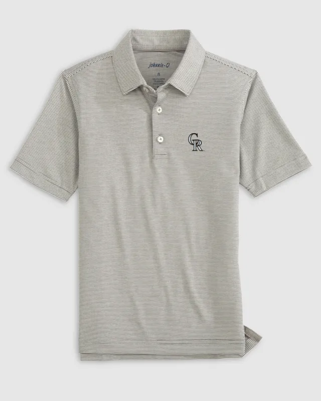 Colorado Rockies Lyndonn Jr. Striped Jersey Performance Polo sold by Johnnie-O