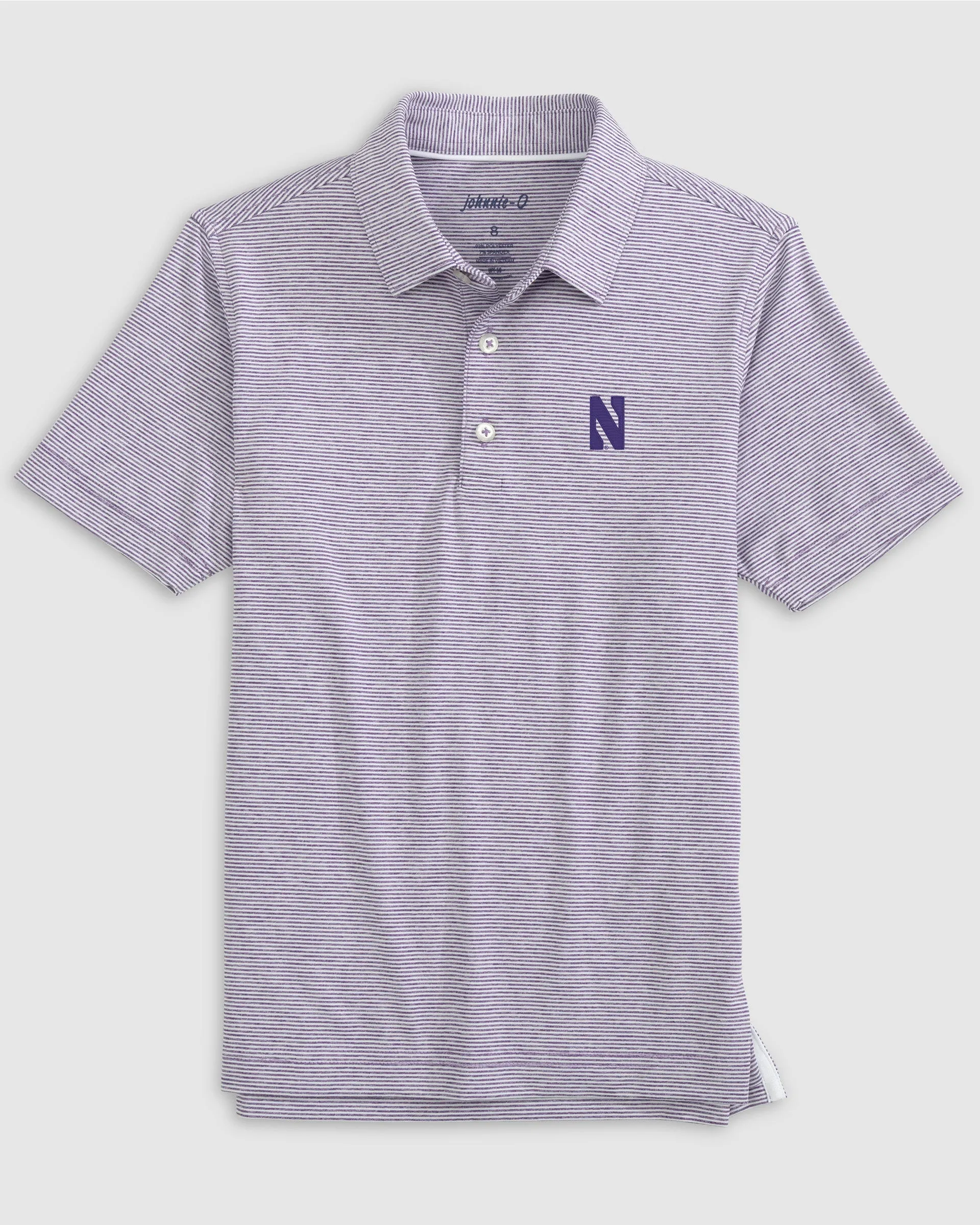 Northwestern Lyndonn Jr. Striped Jersey Performance Polo sold by Johnnie-O