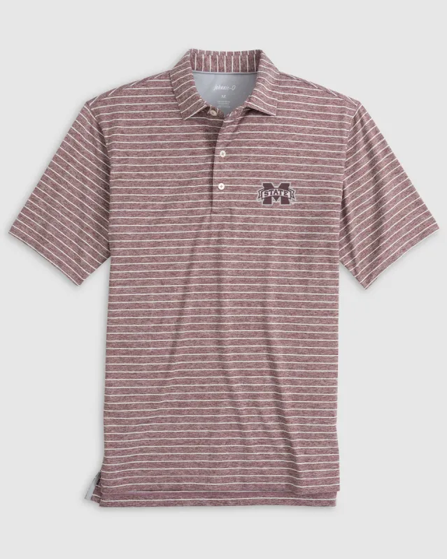 Mississippi State Newton Striped Jersey Performance Polo sold by Johnnie-O