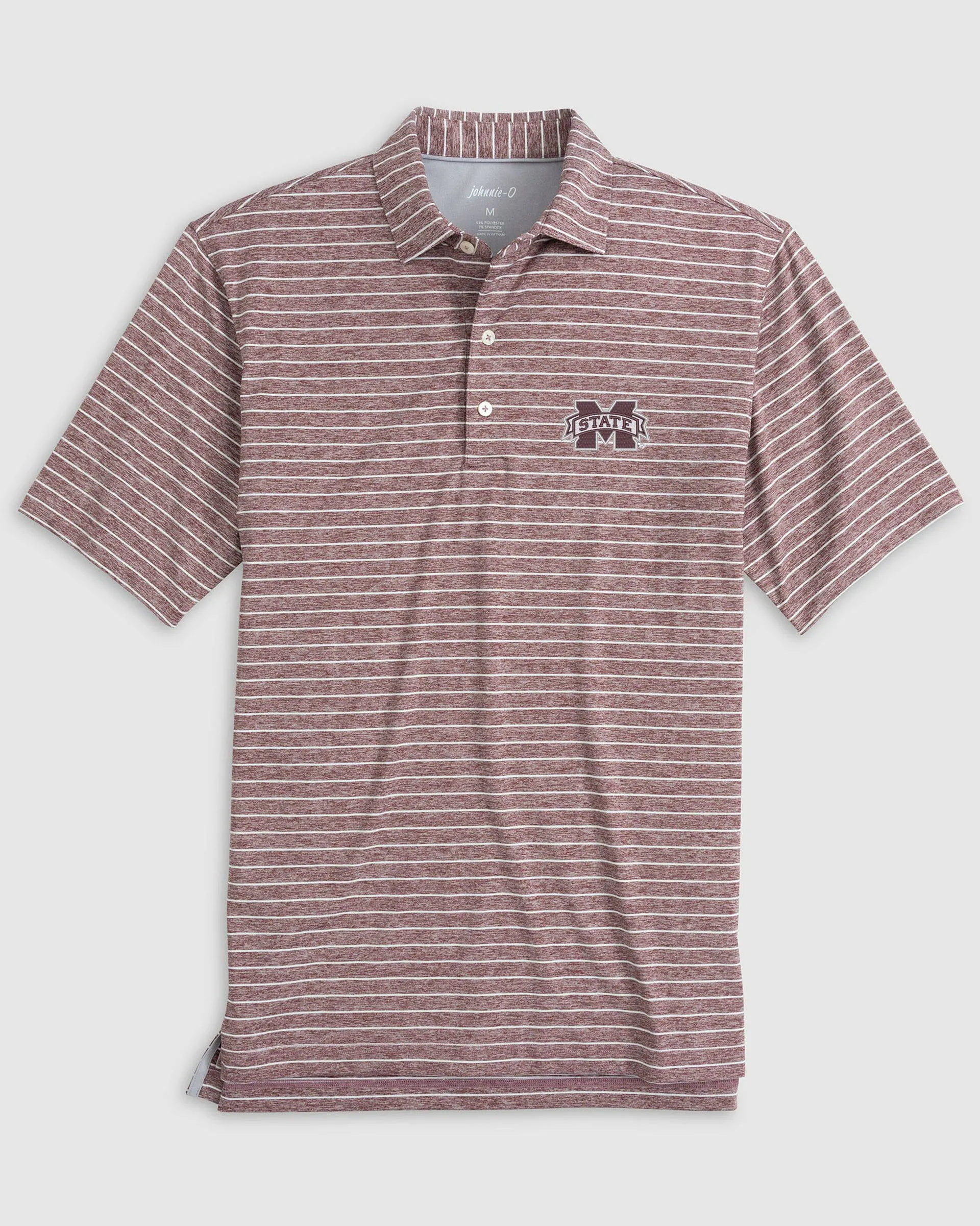 Mississippi State Newton Striped Jersey Performance Polo sold by Johnnie-O