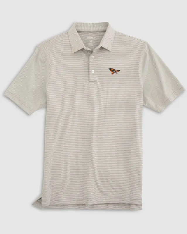 Baltimore Orioles Lyndonn Striped Jersey Performance Polo - Cooperstown Logo sold by Johnnie-O