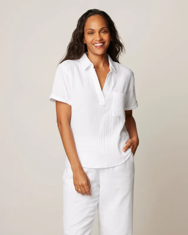 Vita Woven Cotton Shirt made by Johnnie-O