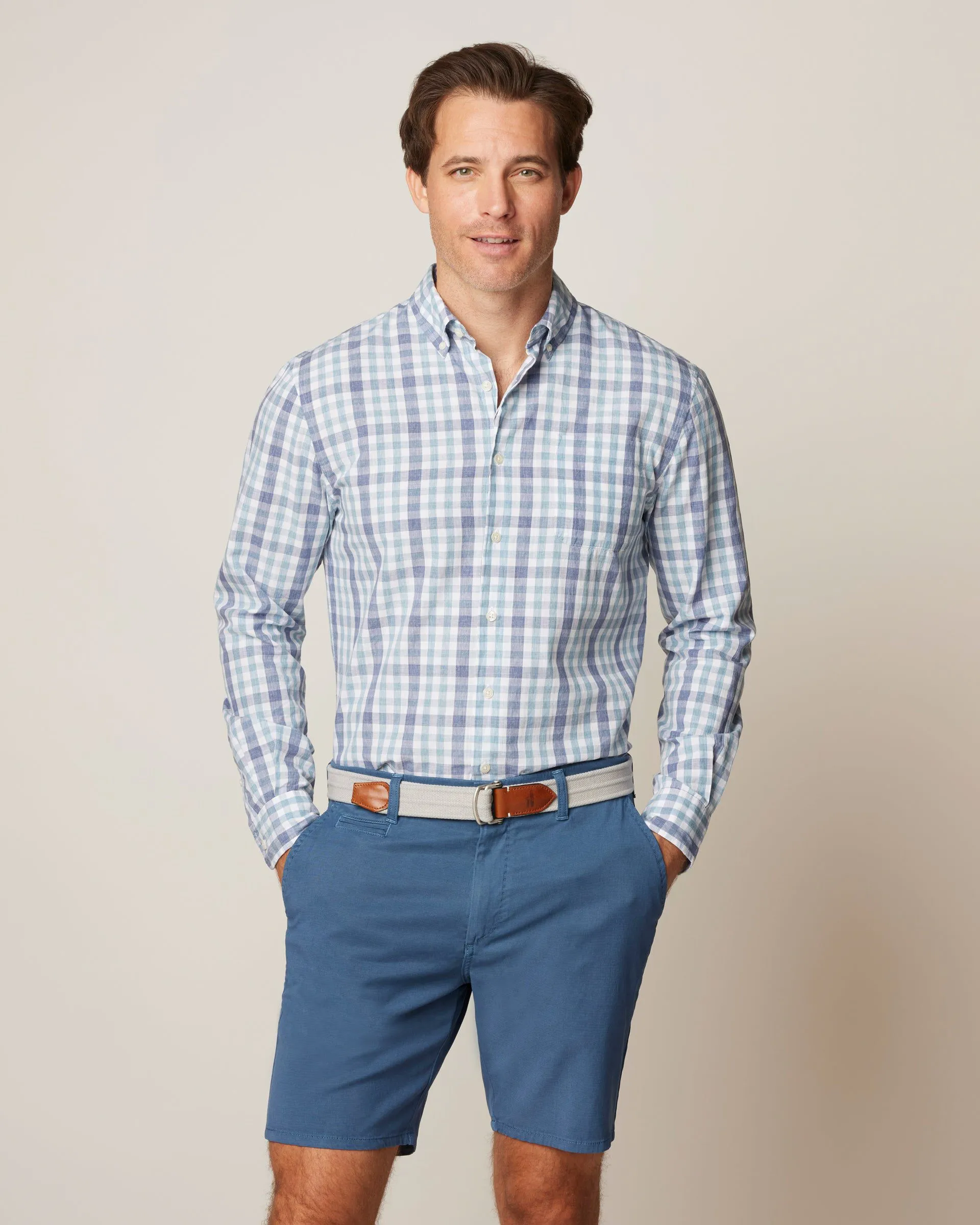 Tucked Cotton Blend Button Up Shirt - Fordhart sold by Johnnie-O