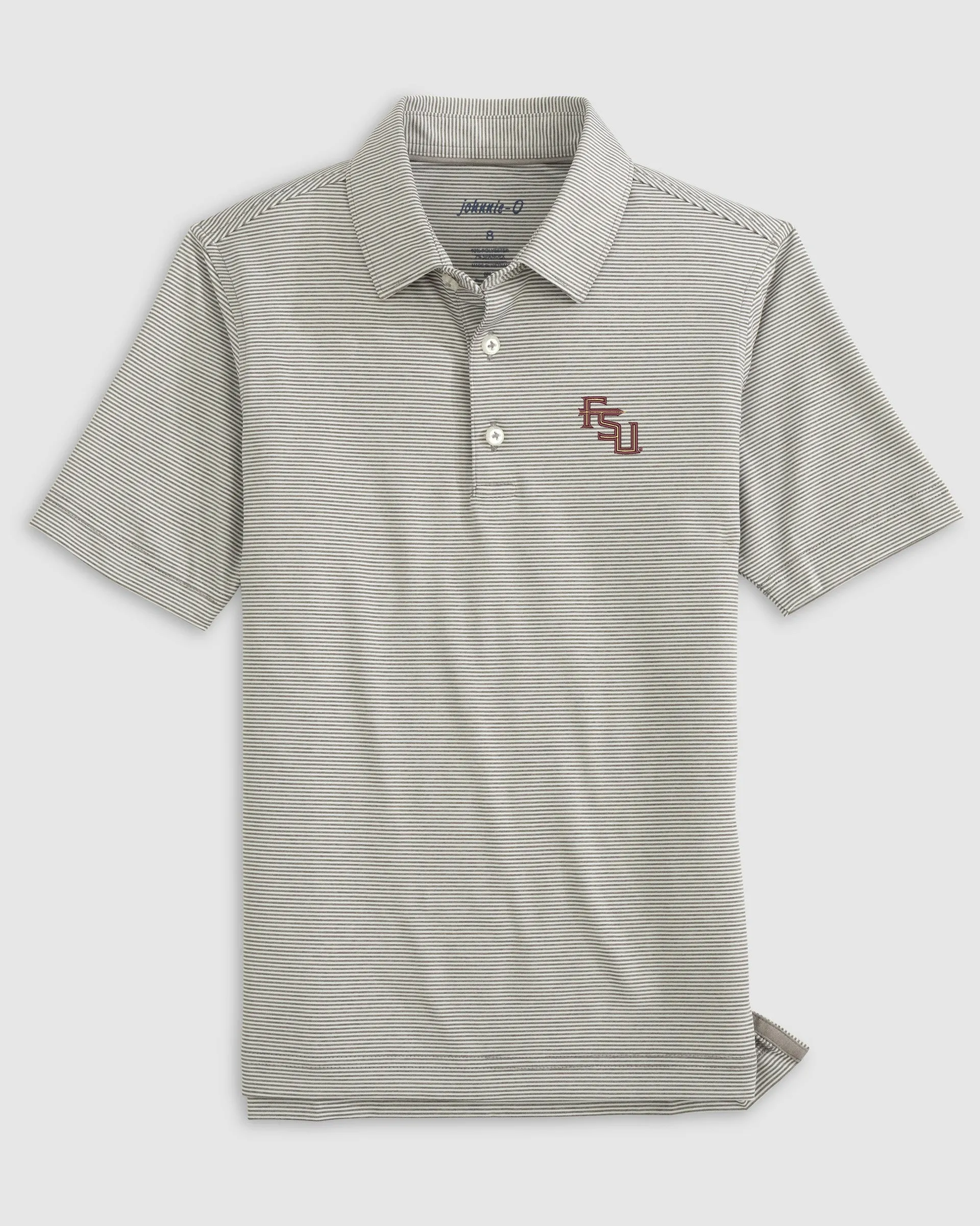 Florida State Lyndonn Jr. Striped Jersey Performance Polo - Stacked Logo sold by Johnnie-O