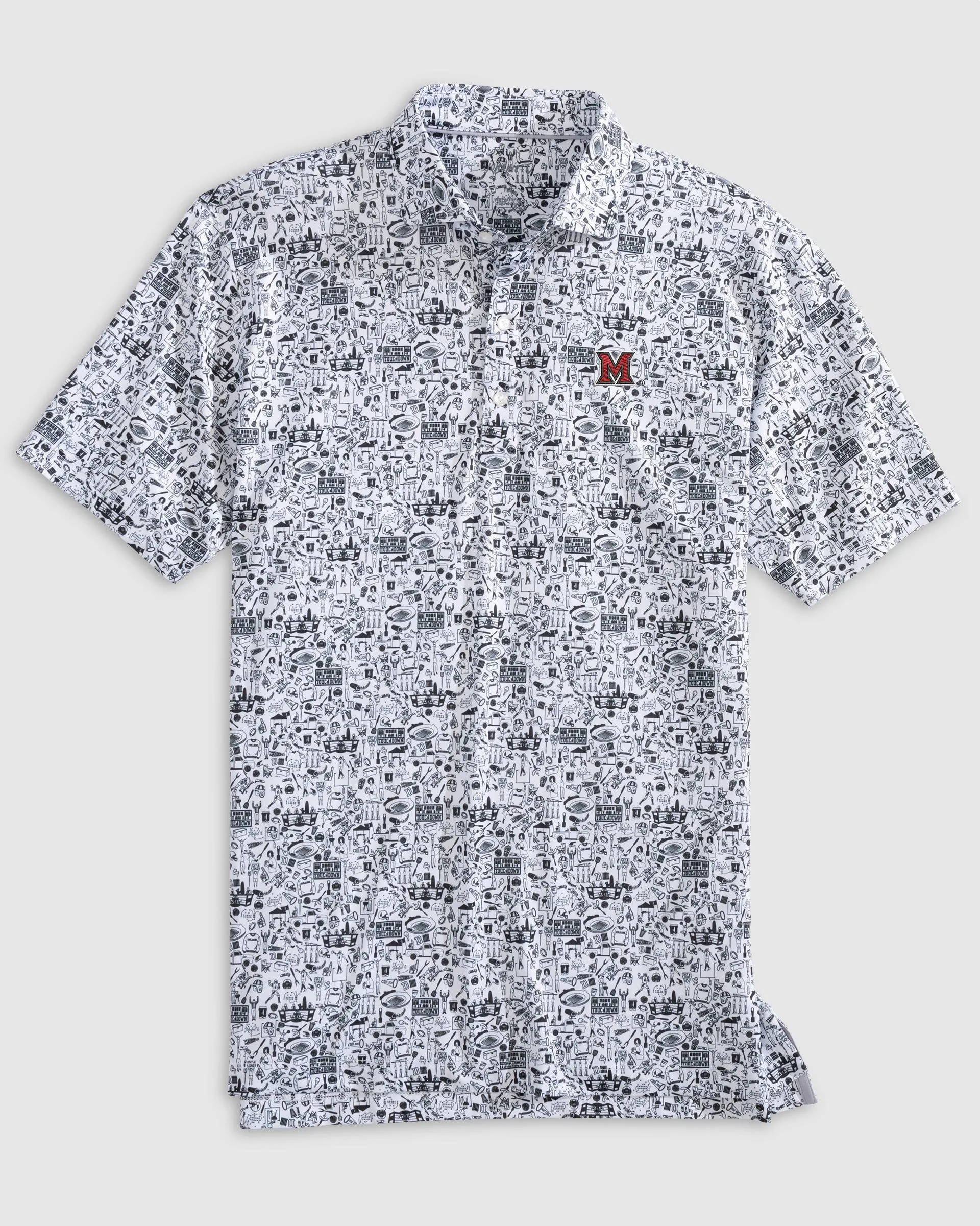 Miami of Ohio Tailgater Printed Jersey Performance Polo sold by Johnnie-O
