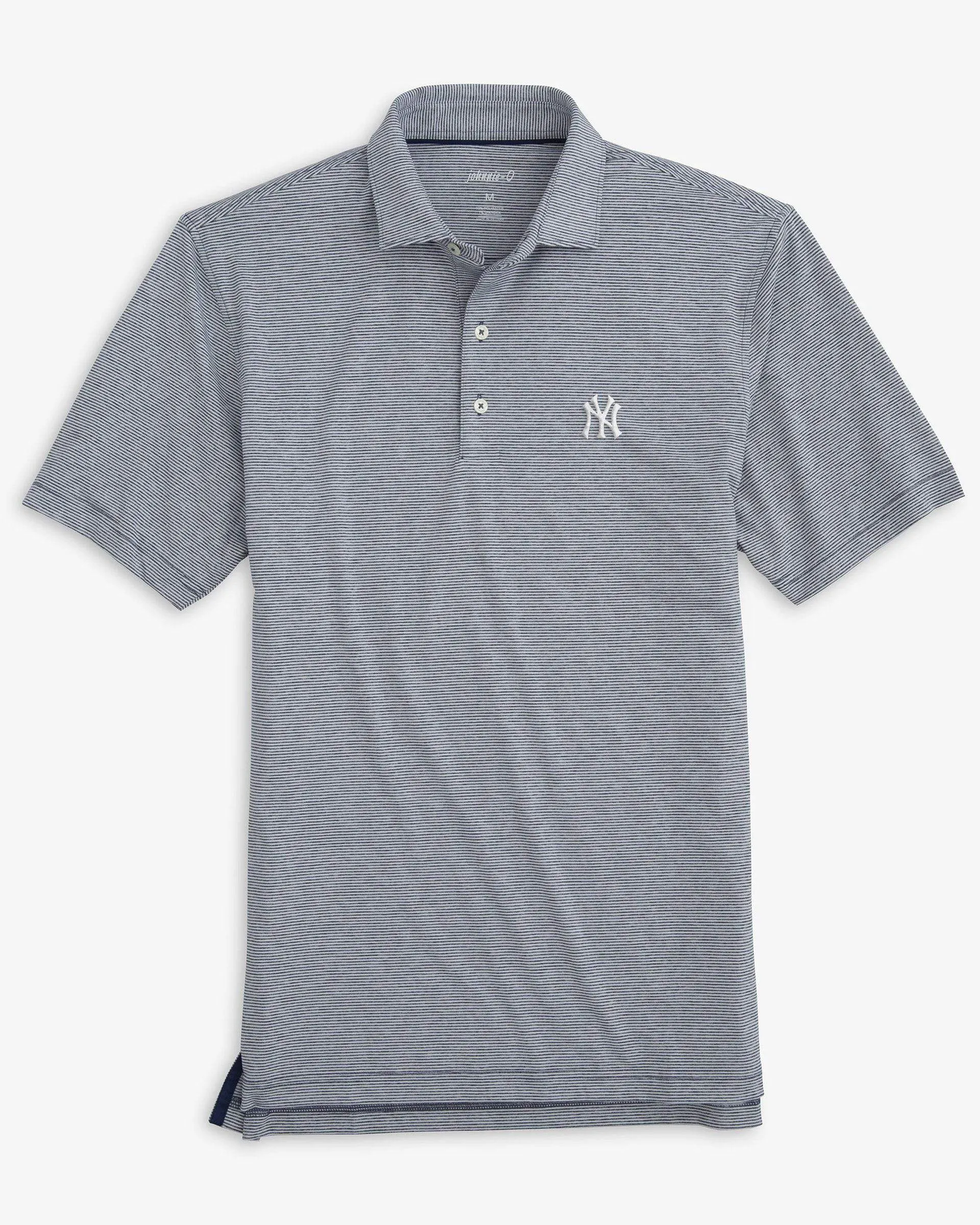 New York Yankees Lyndonn Striped Jersey Performance Polo sold by Johnnie-O