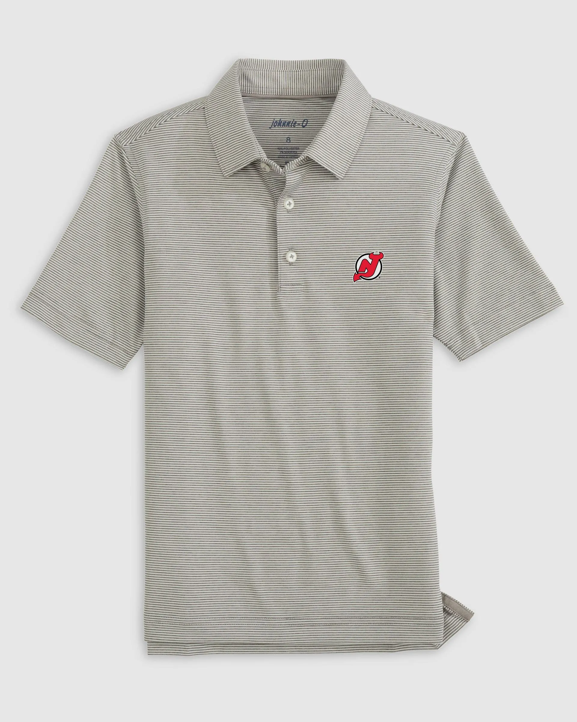 New Jersey Devils Lyndonn Jr. Striped Jersey Performance Polo sold by Johnnie-O