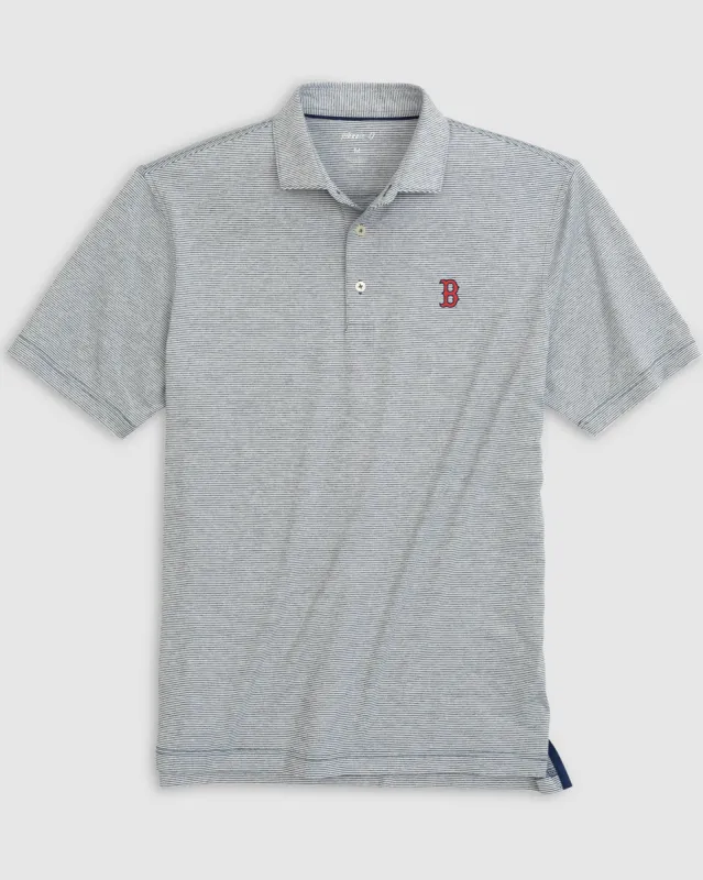Boston Red Sox Lyndonn Striped Jersey Performance Polo sold by Johnnie-O