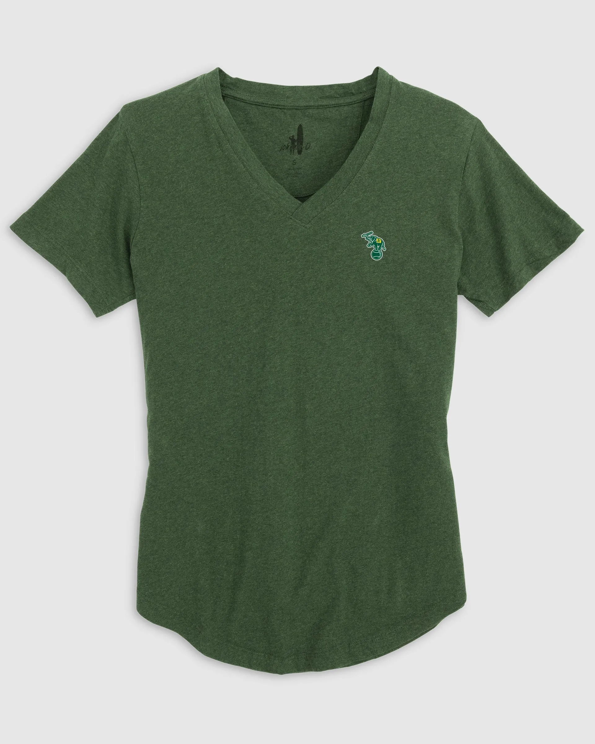 Women's Oakland Athletics Merediths V-Neck T-Shirt - Cooperstown Logo sold by Johnnie-O