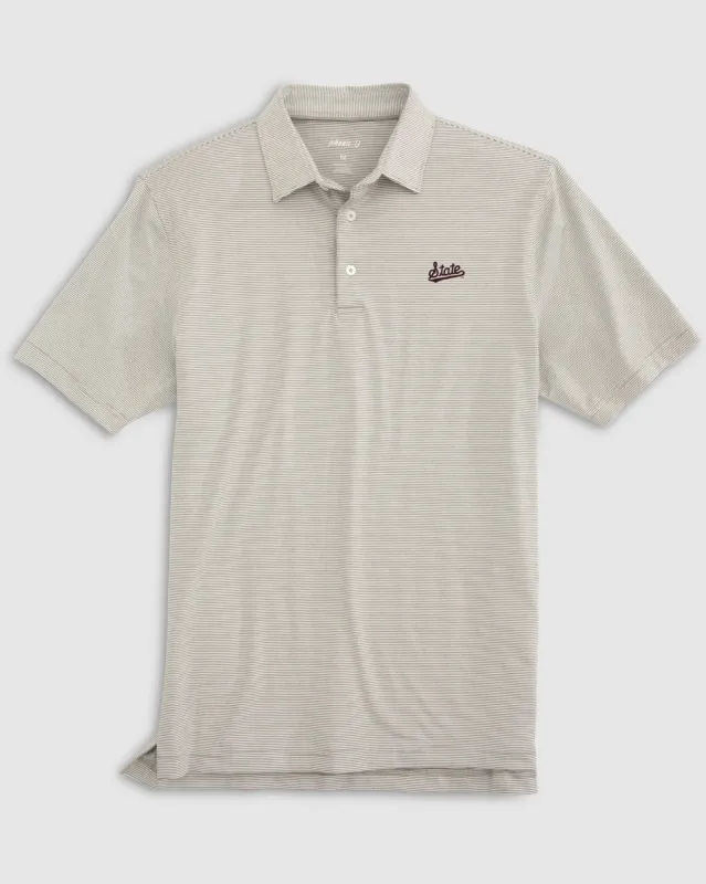 Mississippi State Lyndonn Striped Jersey Performance Polo - State Logo sold by Johnnie-O