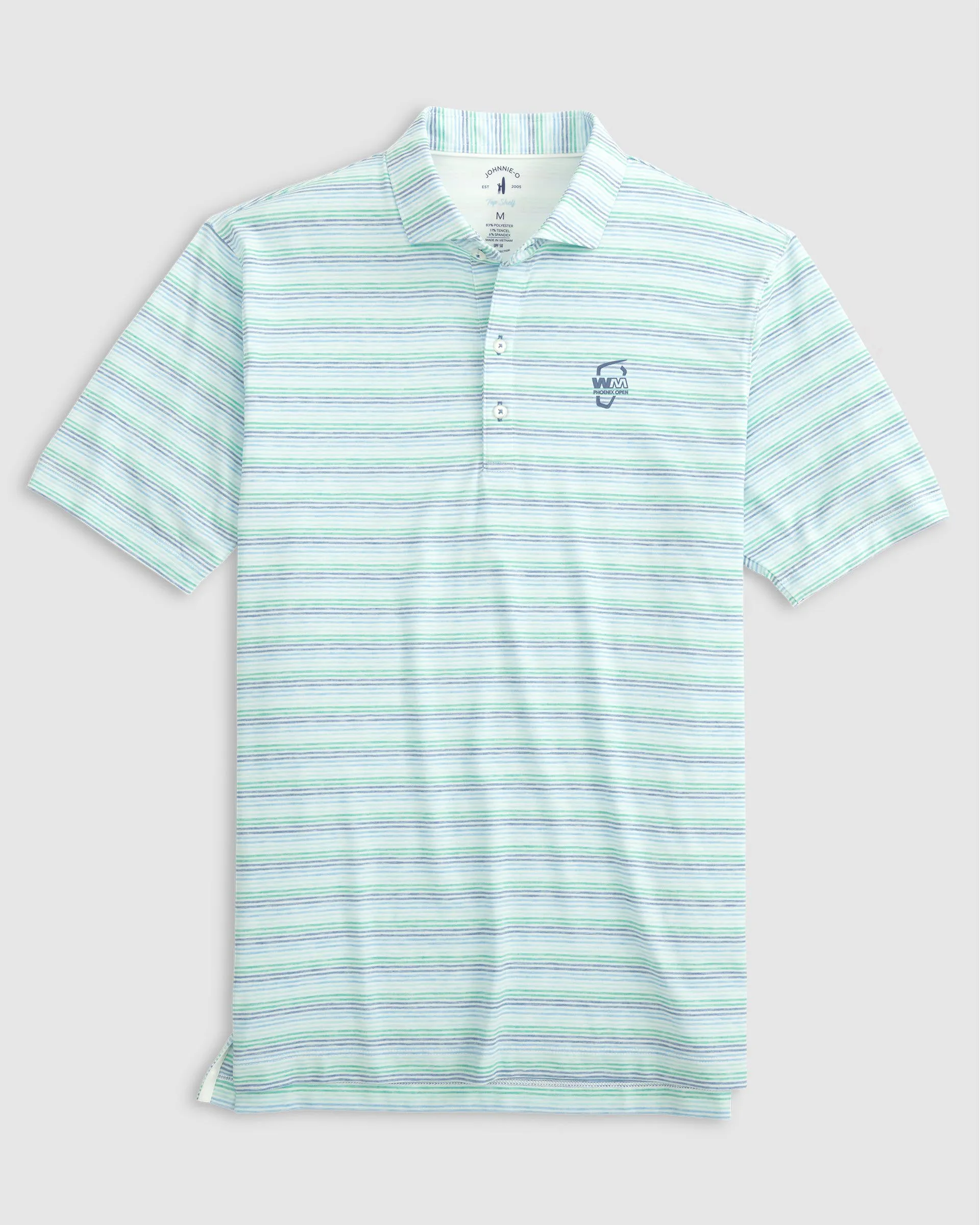WM Phoenix Open Barton Striped Top Shelf Performance Polo sold by Johnnie-O
