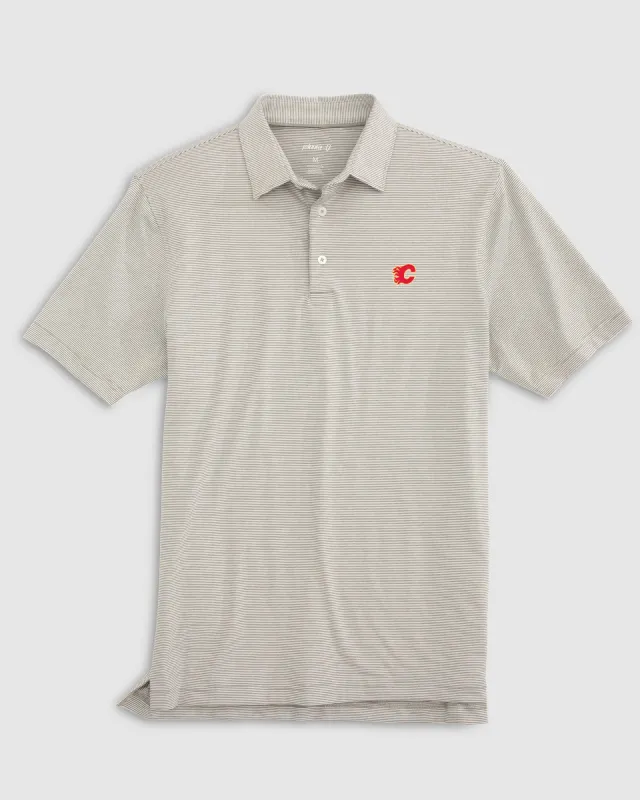 Calgary Flames Lyndonn Striped Jersey Performance Polo sold by Johnnie-O