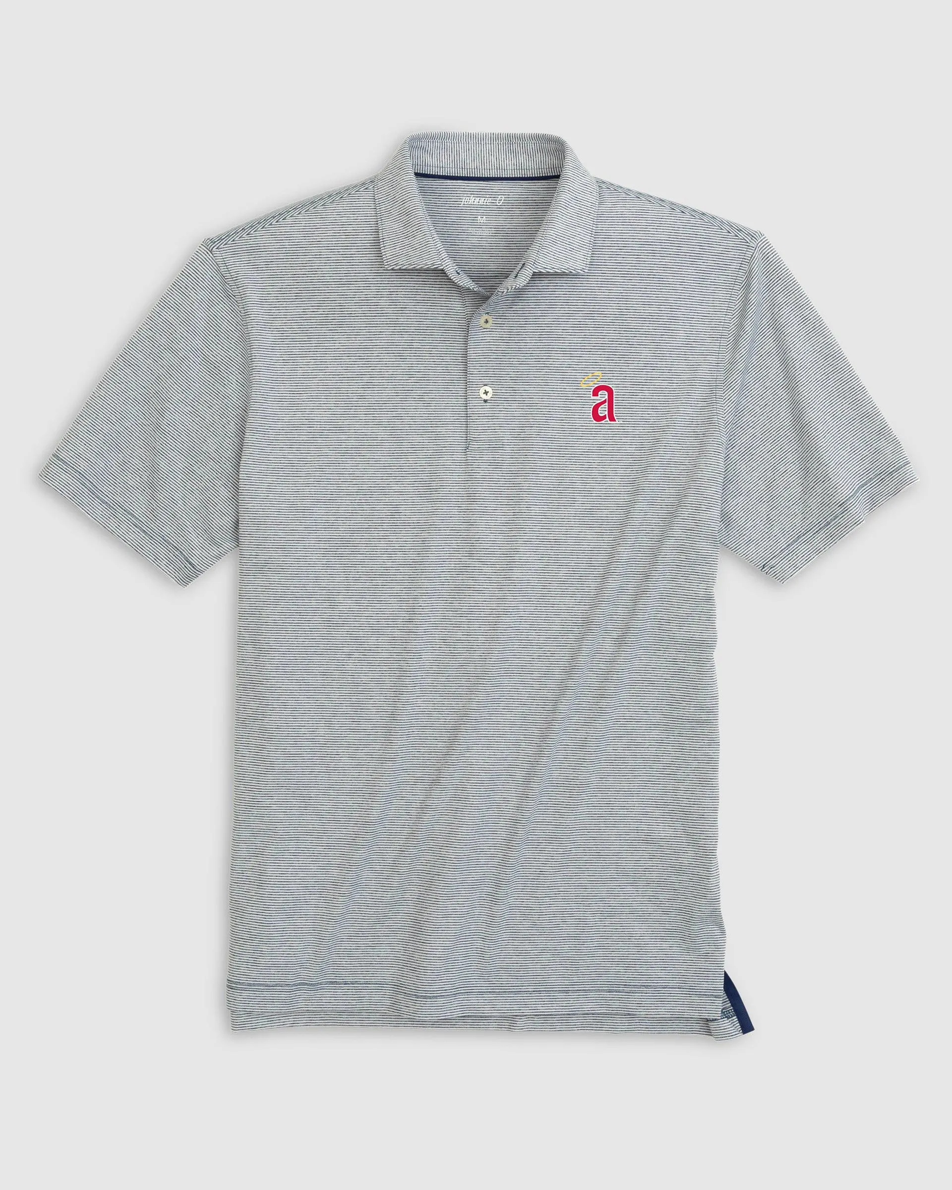 Los Angeles Angels Lyndonn Striped Jersey Performance Polo - Cooperstown Logo sold by Johnnie-O