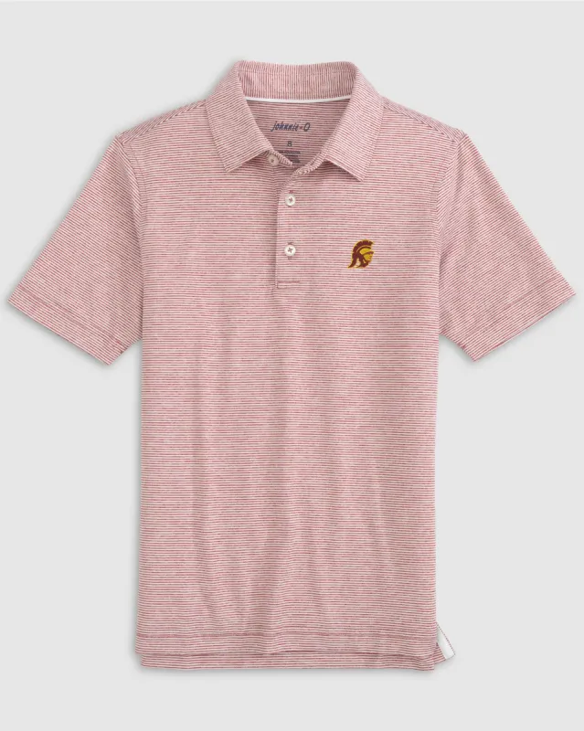 Southern California Lyndonn Jr. Striped Jersey Performance Polo - Trojan Logo sold by Johnnie-O
