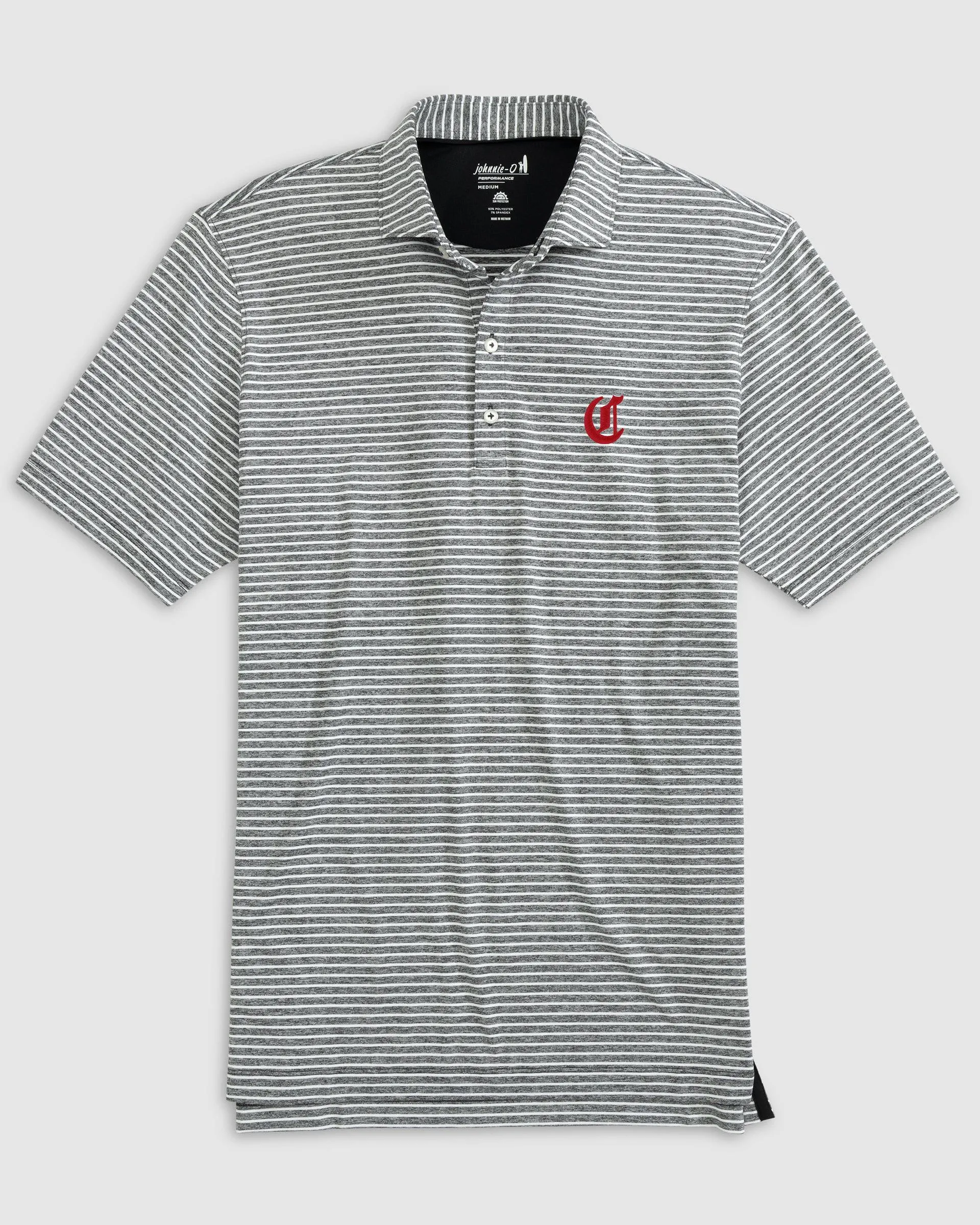 Cincinnati Reds Clipperr Striped Jersey Performance Polo - Cooperstown Logo sold by Johnnie-O