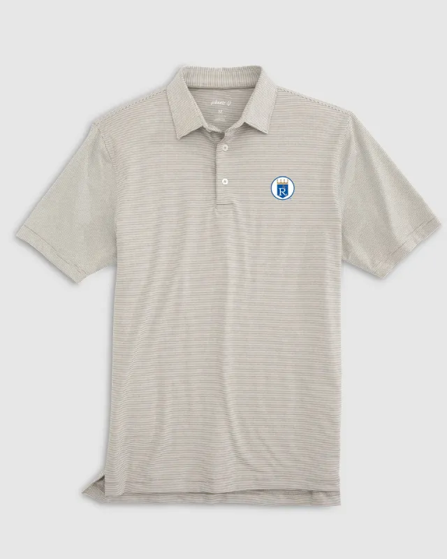 Kansas City Royals Lyndonn Striped Jersey Performance Polo - Cooperstown Logo sold by Johnnie-O