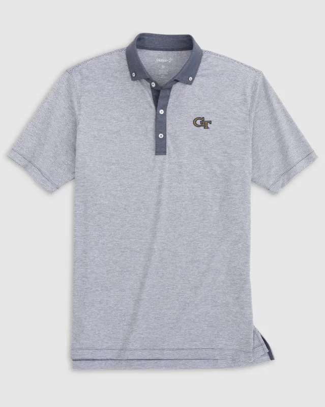 Georgia Tech Walsh Striped Jersey Performance Polo made by Johnnie-O