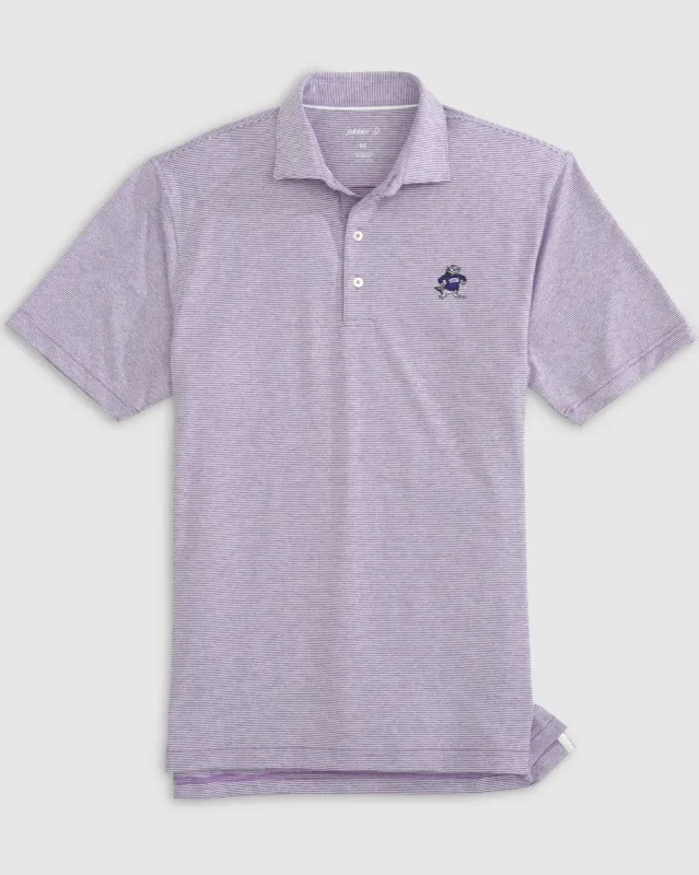 Texas Christian Lyndonn Striped Jersey Performance Polo - Vault Logo made by Johnnie-O