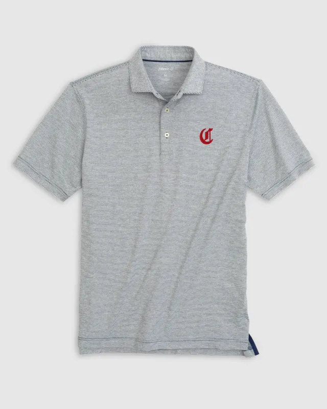 Cincinnati Reds Lyndonn Striped Jersey Performance Polo - Cooperstown Logo sold by Johnnie-O