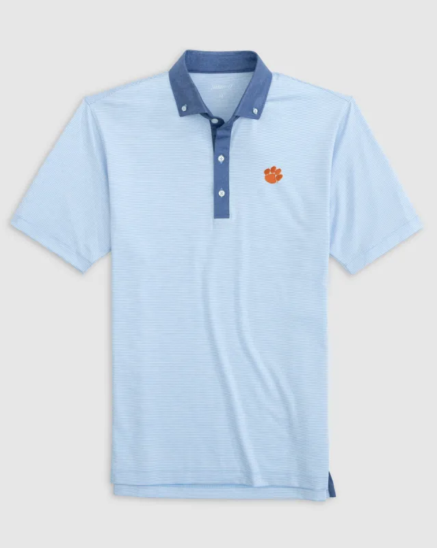 Clemson Walsh Striped Jersey Performance Polo sold by Johnnie-O