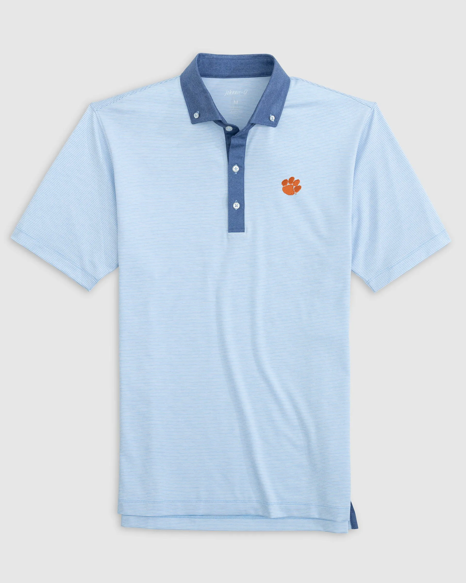 Clemson Walsh Striped Jersey Performance Polo sold by Johnnie-O