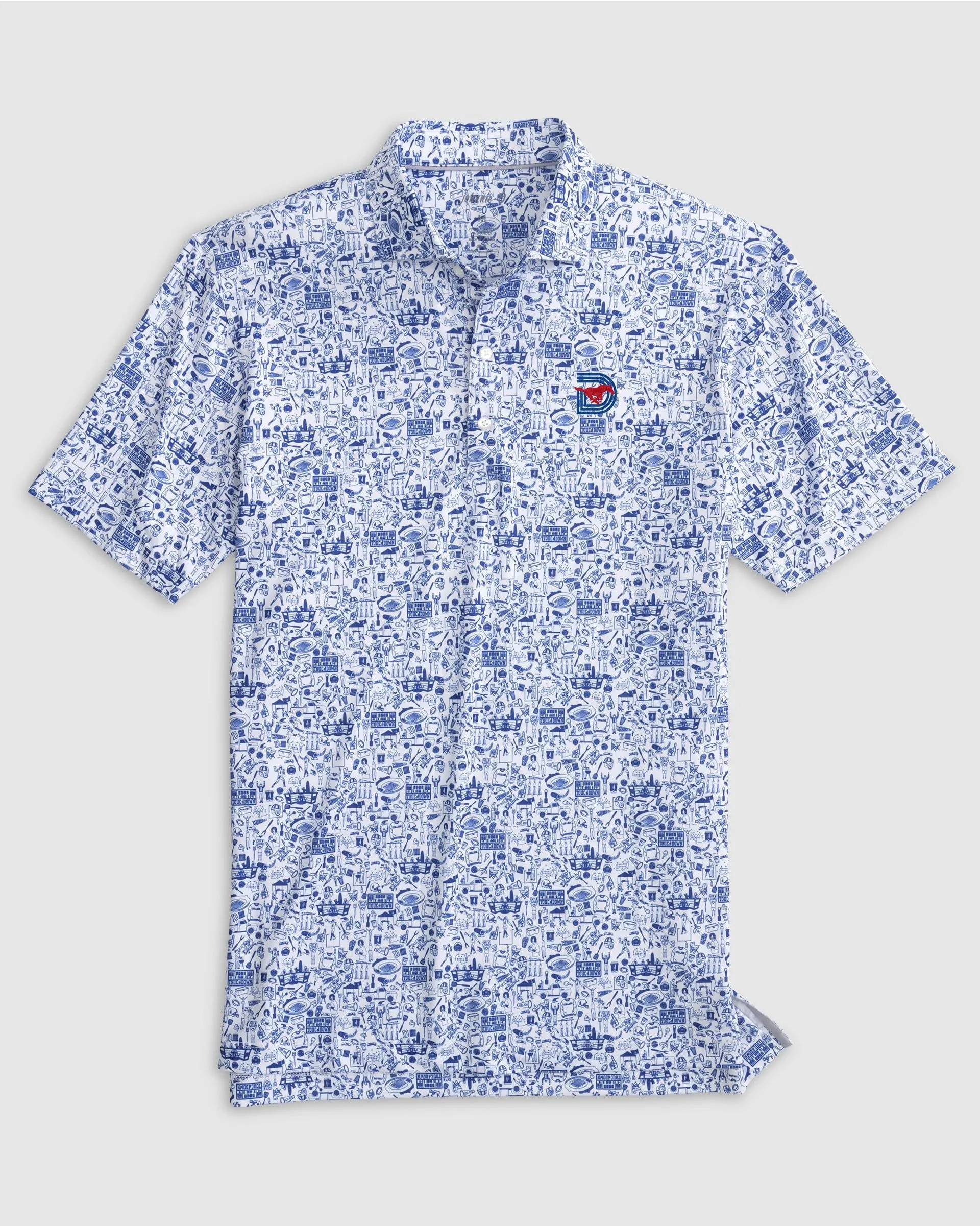 Southern Methodist Tailgater Printed Jersey Performance Polo - Triple D Logo sold by Johnnie-O