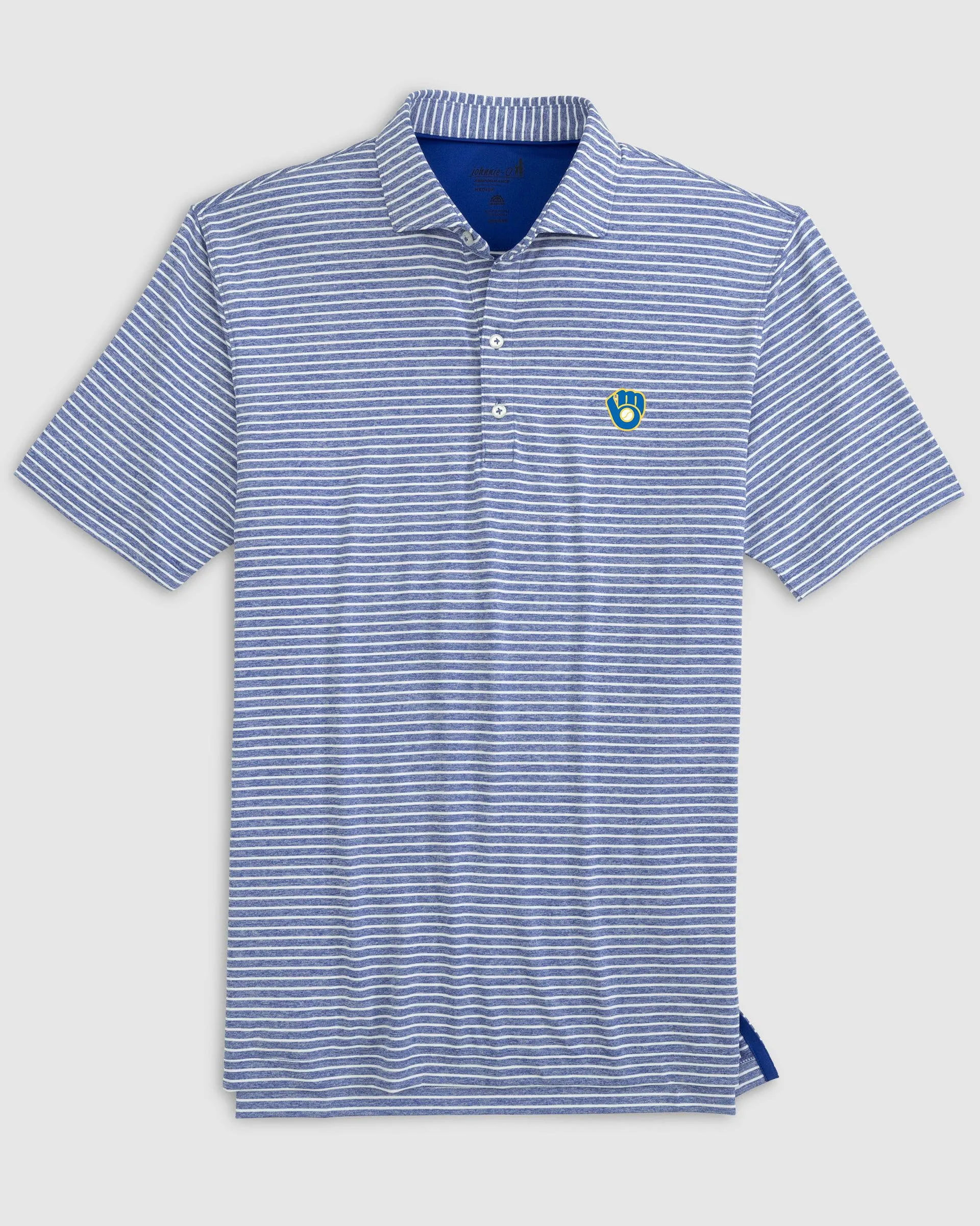Milwaukee Brewers Clipperr Striped Jersey Performance Polo - Cooperstown Logo sold by Johnnie-O product image thumbnail 2