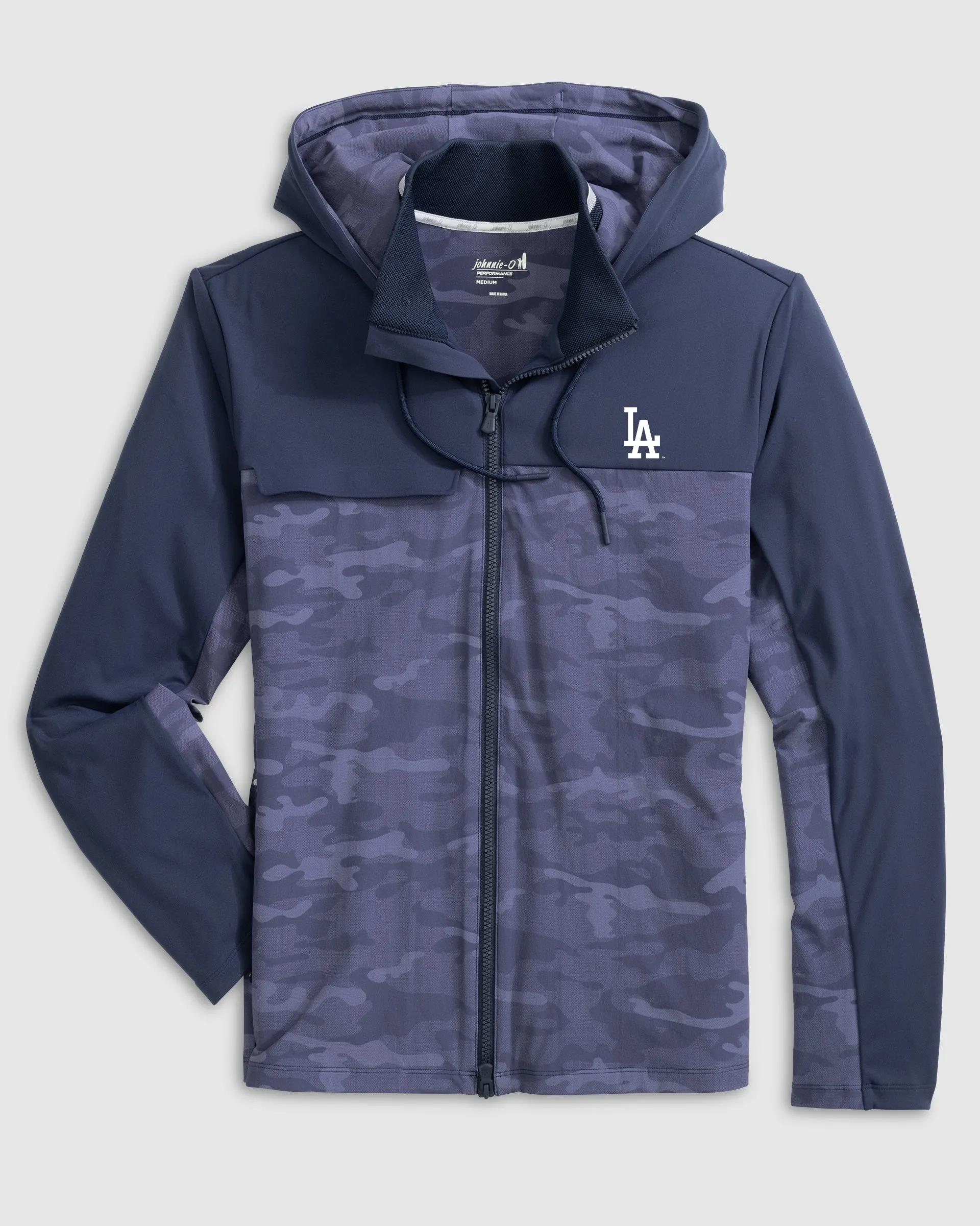 Los Angeles Dodgers Callahan Camo Hooded Performance Jacket sold by Johnnie-O