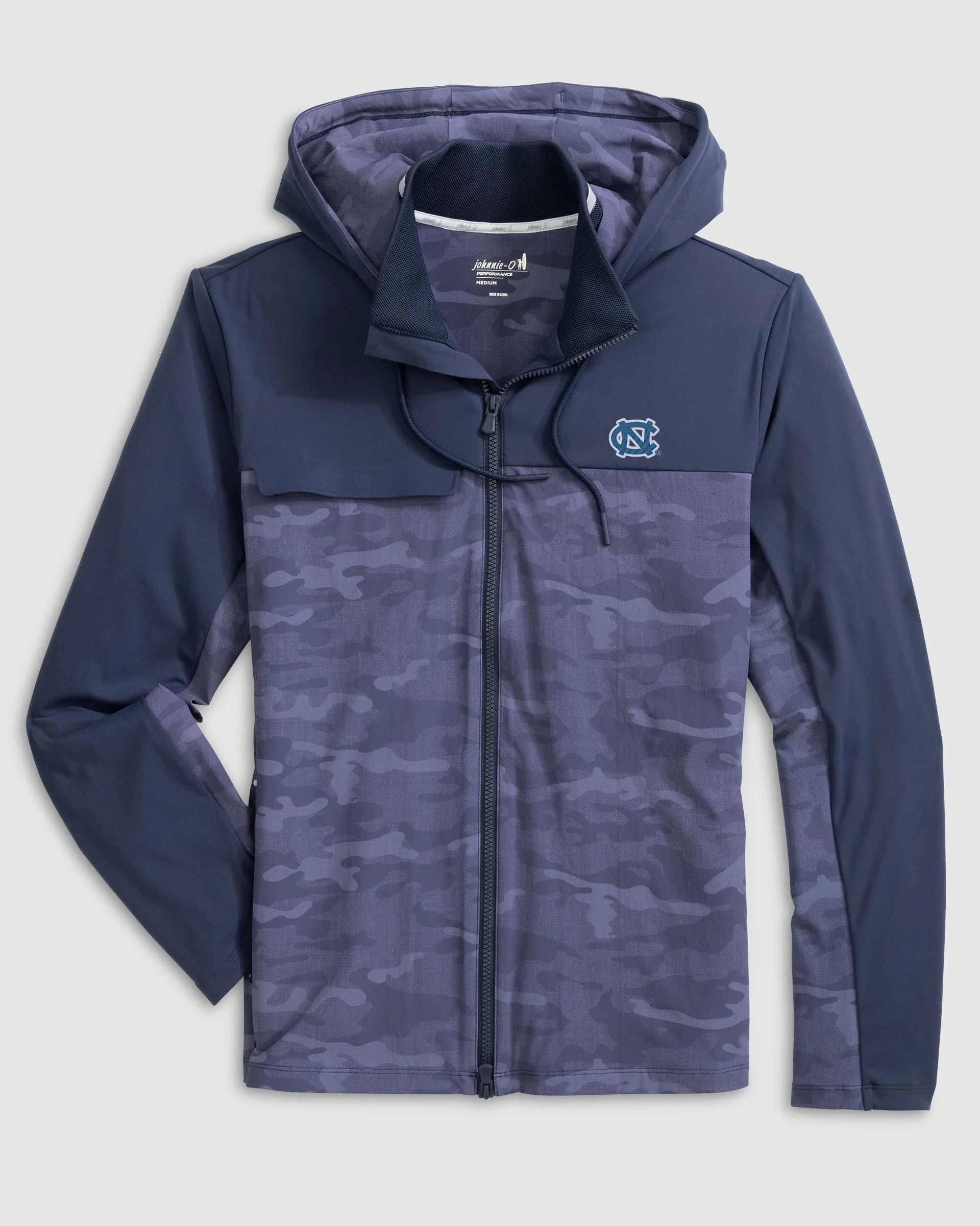North Carolina Callahan Camo Hooded Performance Jacket sold by Johnnie-O