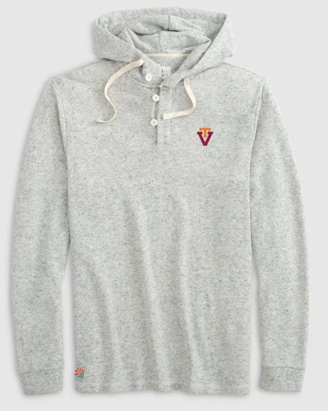 Virginia Tech Kampton Henley Hoodie Pullover - Vault Logo sold by Johnnie-O