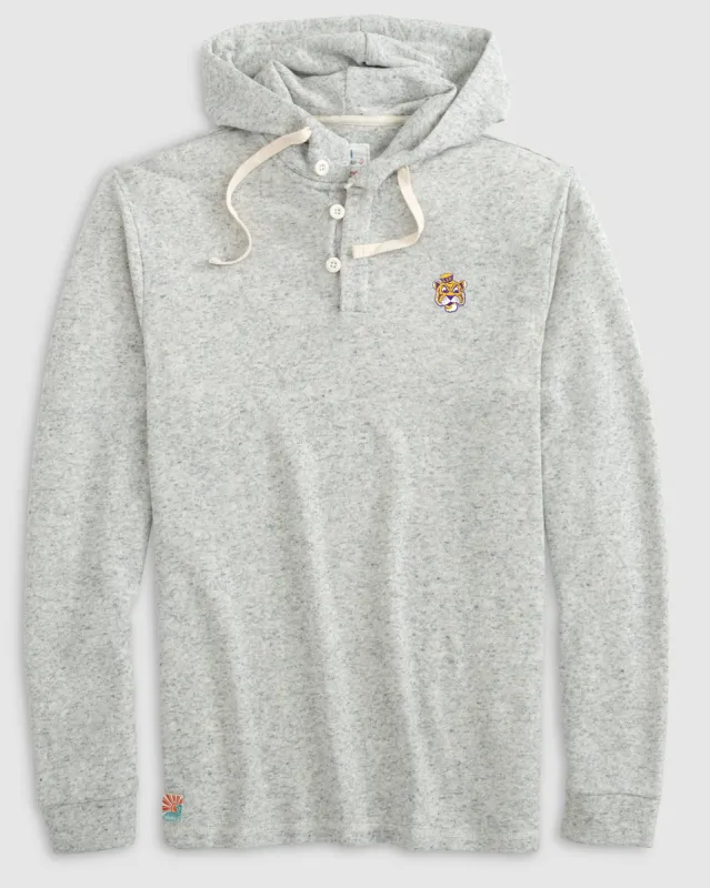 Louisiana State Kampton Henley Hoodie Pullover - Vault Logo sold by Johnnie-O