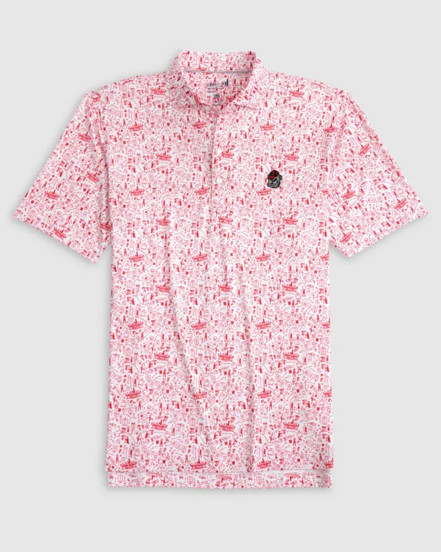 Georgia Hoop There It Is Printed Performance Jersey Polo - Bulldog Head Logo sold by Johnnie-O
