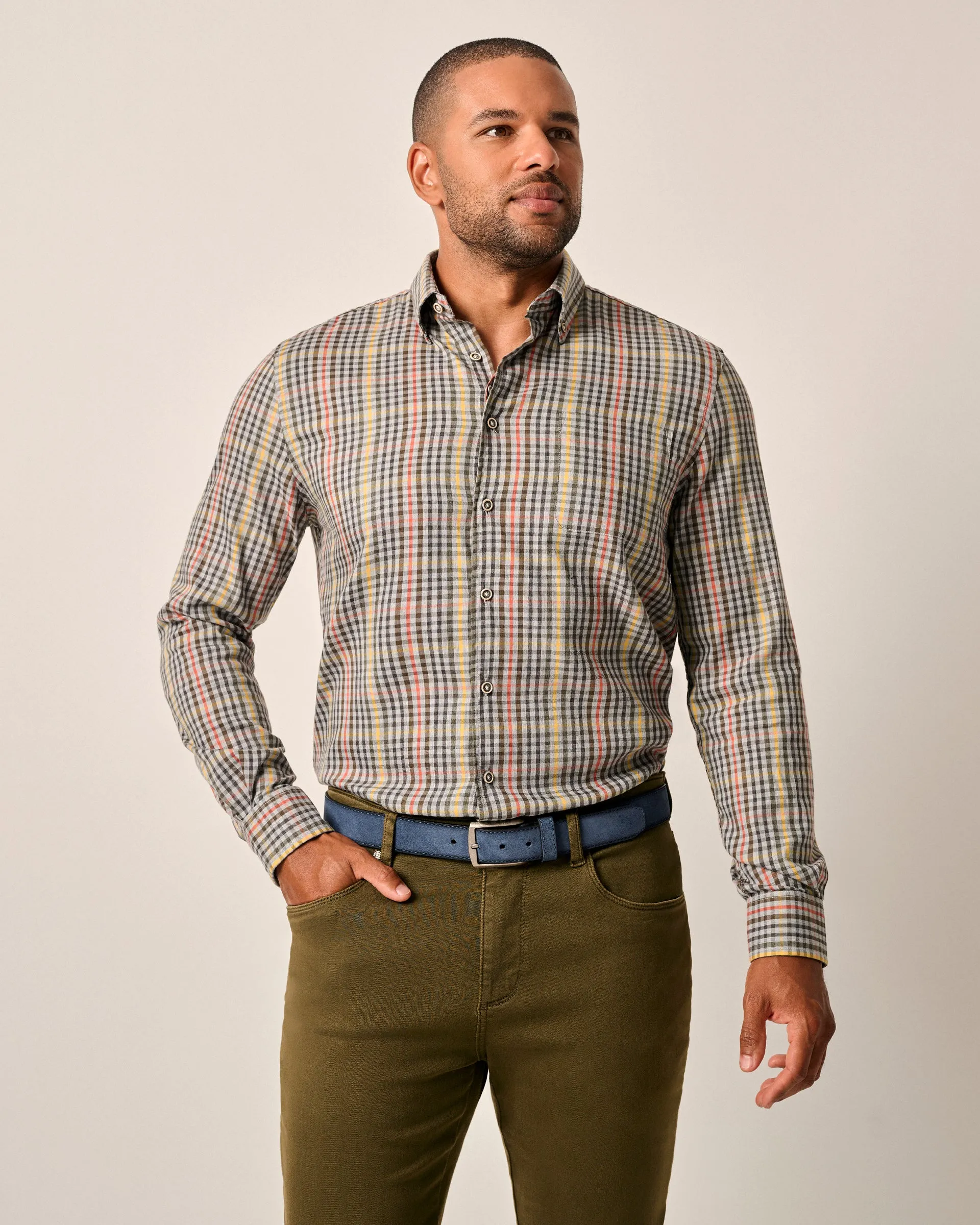 Tucked Cotton Blend Button Up Shirt - Gunner sold by Johnnie-O