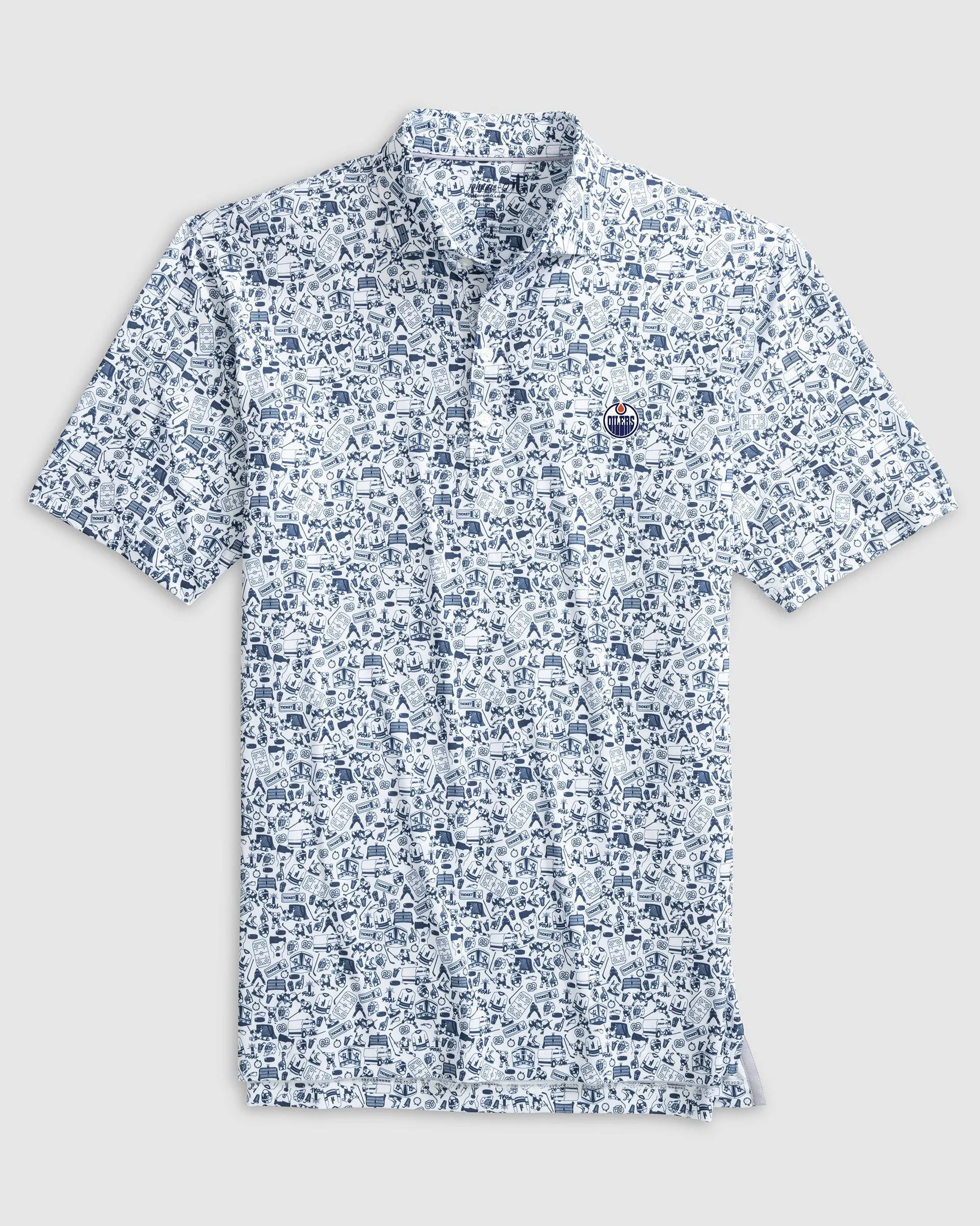 Edmonton Oilers Slap Shot Performance Jersey Polo sold by Johnnie-O