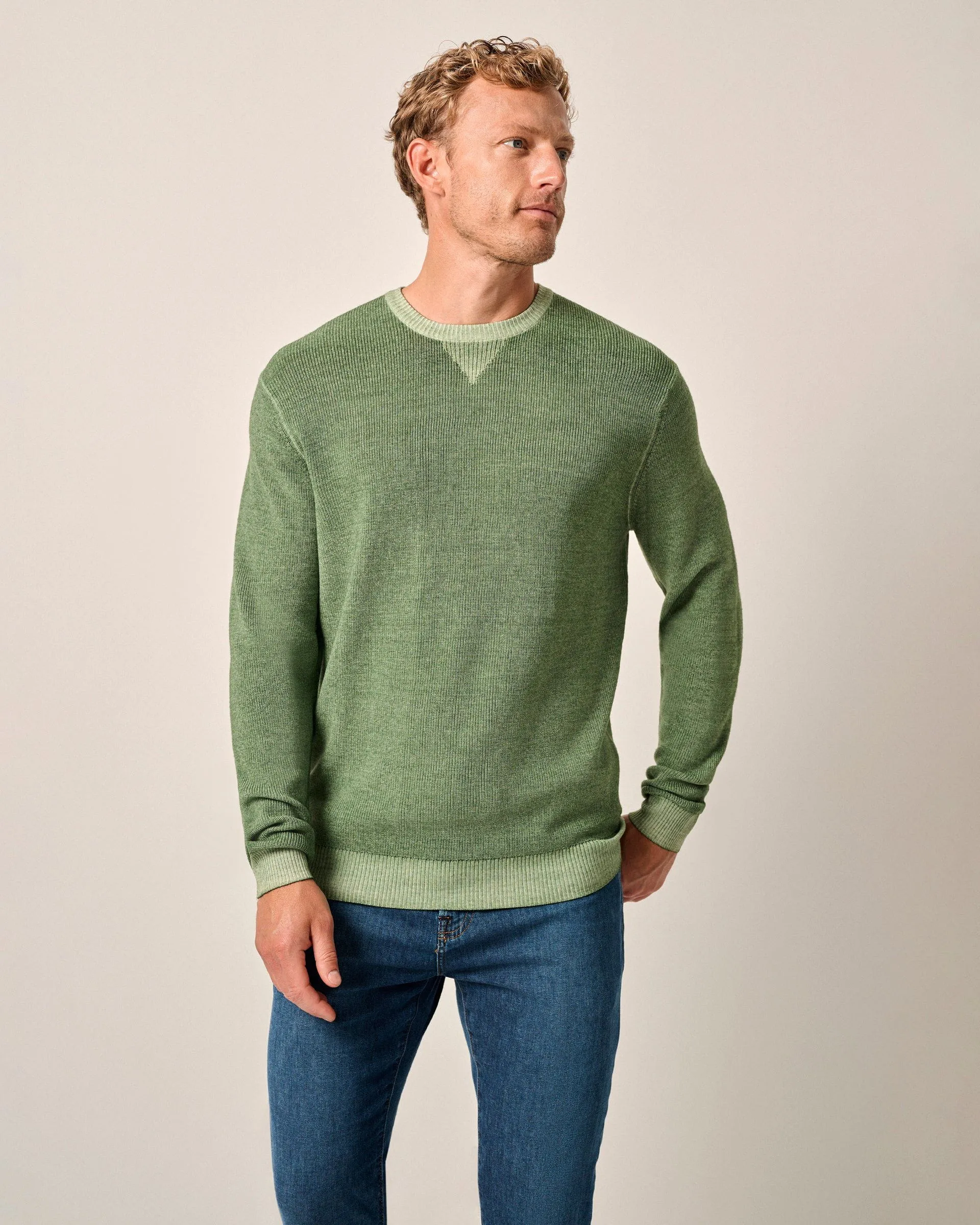 Burgess Garment-Dyed Crewneck Sweater sold by Johnnie-O