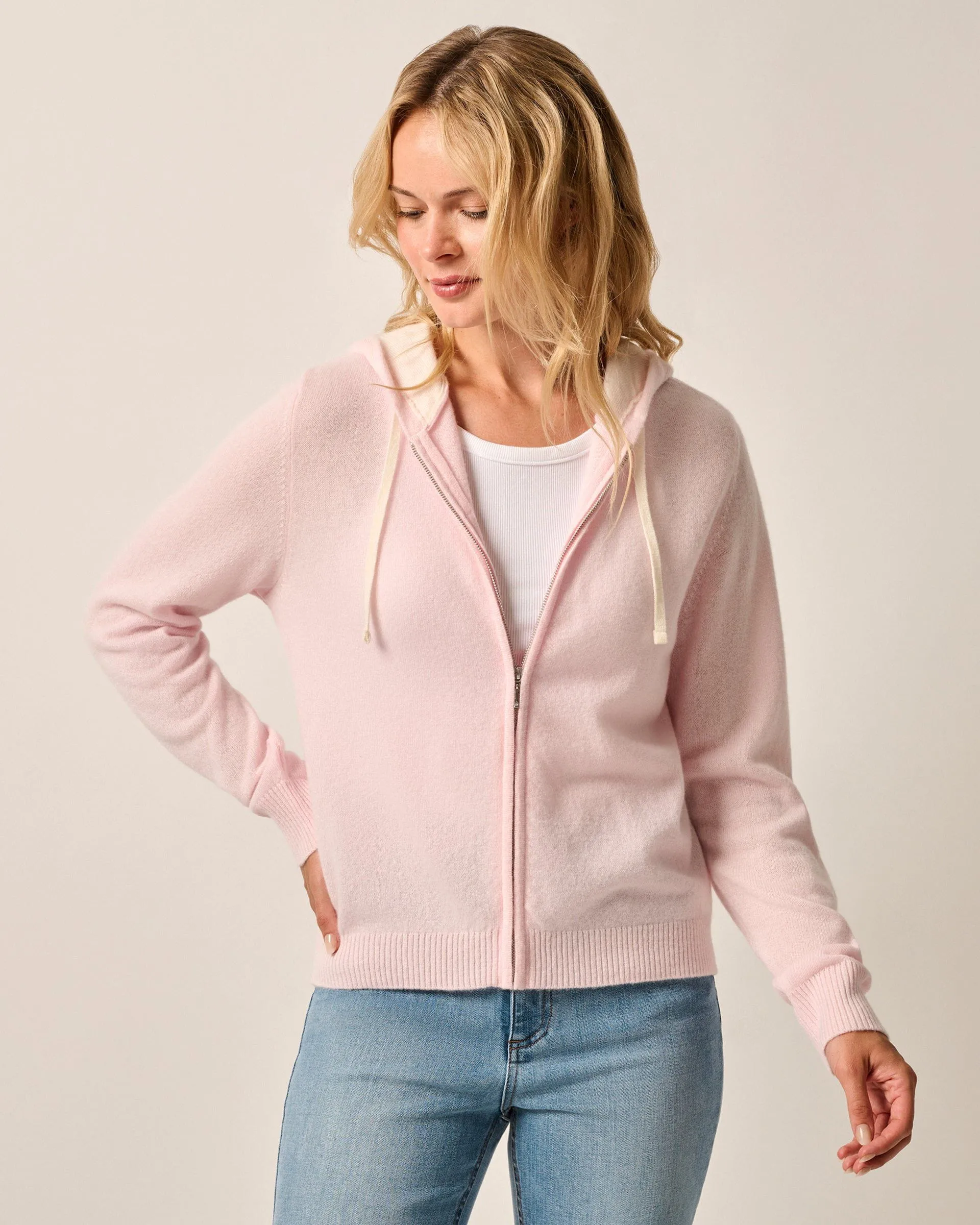 Amanda Cashmere Full Zip Hooded Sweater sold by Johnnie-O